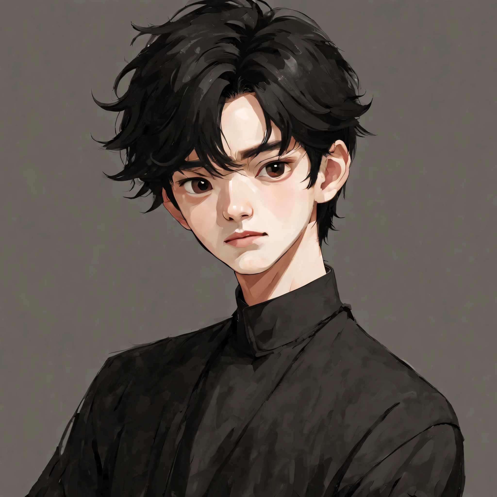 mash hair black hair Korean a handsome guy front