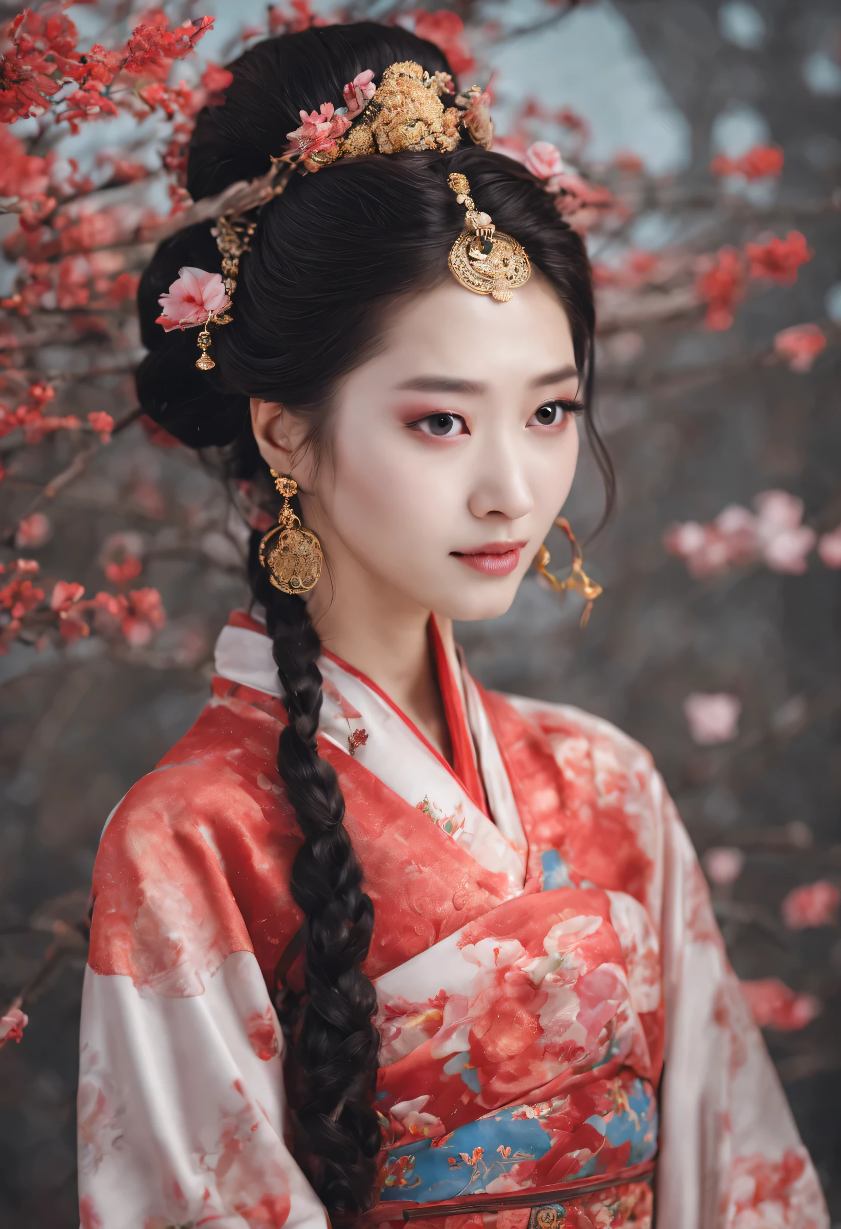 ancient chinese beauties，Princess，perfect facial features，slim，beautiful pose，charming，charming，whole body，night，dance，Smile，Dengzhan Xixin