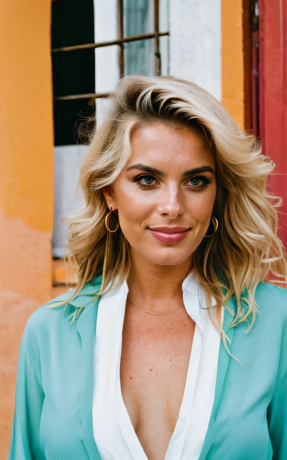 detailliert,(realistisch,photorealistisch,photo-realistisch),Leica Kamera,Instagram Post,eine atemberaubende junge Kubanerin,lachend, Her personality is reminiscent of Havana's timeless charm. Ihre Augen, voller Geschichten, Die Augen haben einen hellen Blauton, Weisheit mit einem Hauch von Unfug ausstrahlend. Ihre Lippen, reich und rot, reflect the vitality of Cuban culture. Ihre Haare, as blonde and flowing as gold, umrahmt ihr junges Gesicht. Flawless tanned skin,In einem traditionellen kubanischen Outfit gekleidet, Die leuchtenden Farben scheinen den Geist Kubas widerzuspiegeln. The area around her features a mix of symbolic street scenes from Cuba – vintage cars, colorful buildings, und der himmlisch blaue Himmel. Photorealistisch, high resolution, Instagram Post