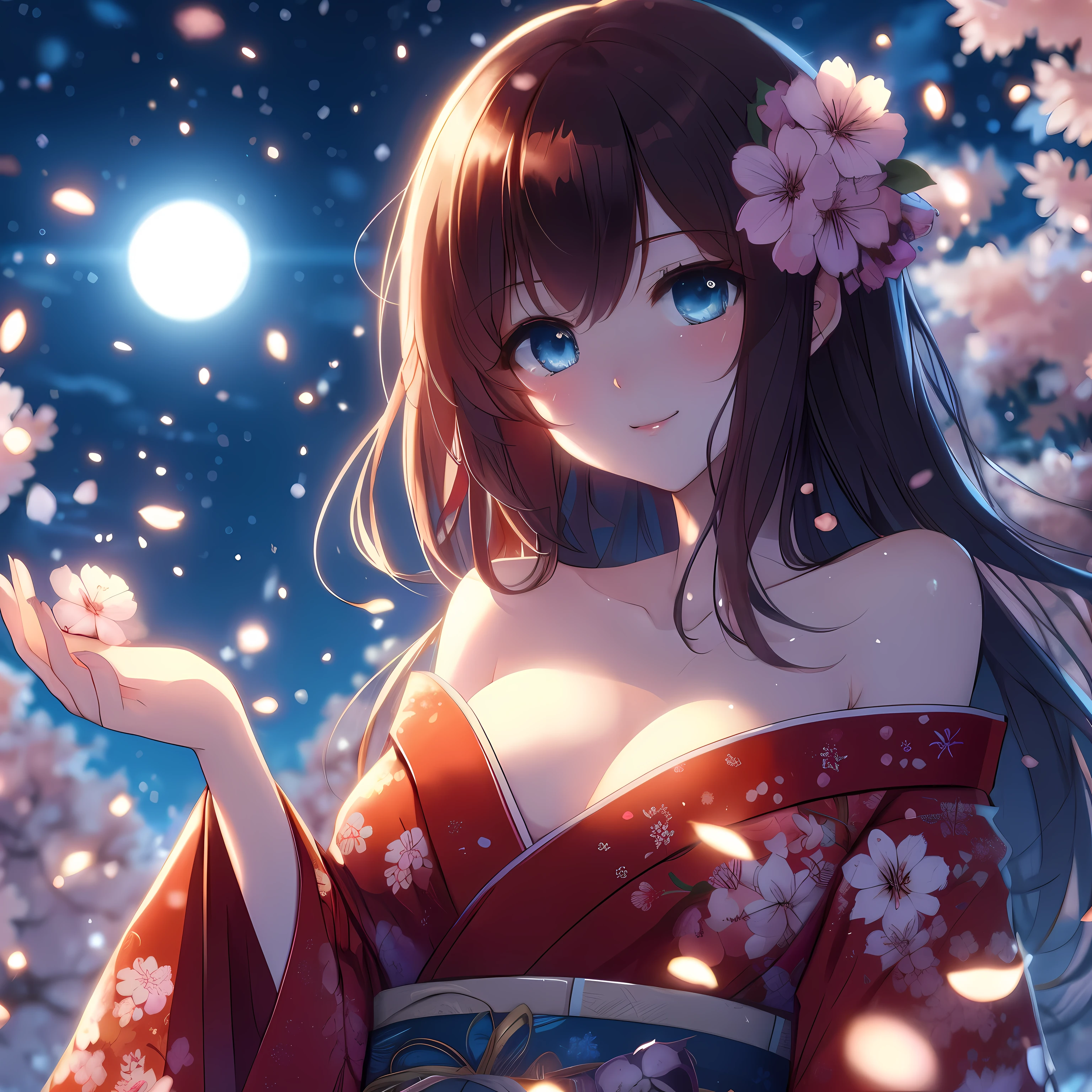 Wearing a kimono、Anime girl with flowers in her hair, anime style 4k, anime wallpaper4k, anime wallpaper4K, night nucleus, Anime Art Wallpaper 4k, Anime Art Wallpaper 4k, Beautiful anime, Beautiful anime girl, 4kanime wallpaper, Animation Art Wallpaper 8k, Beautiful anime portrait, hd anime wallpaper, Beautiful anime woman, anime wallpaper