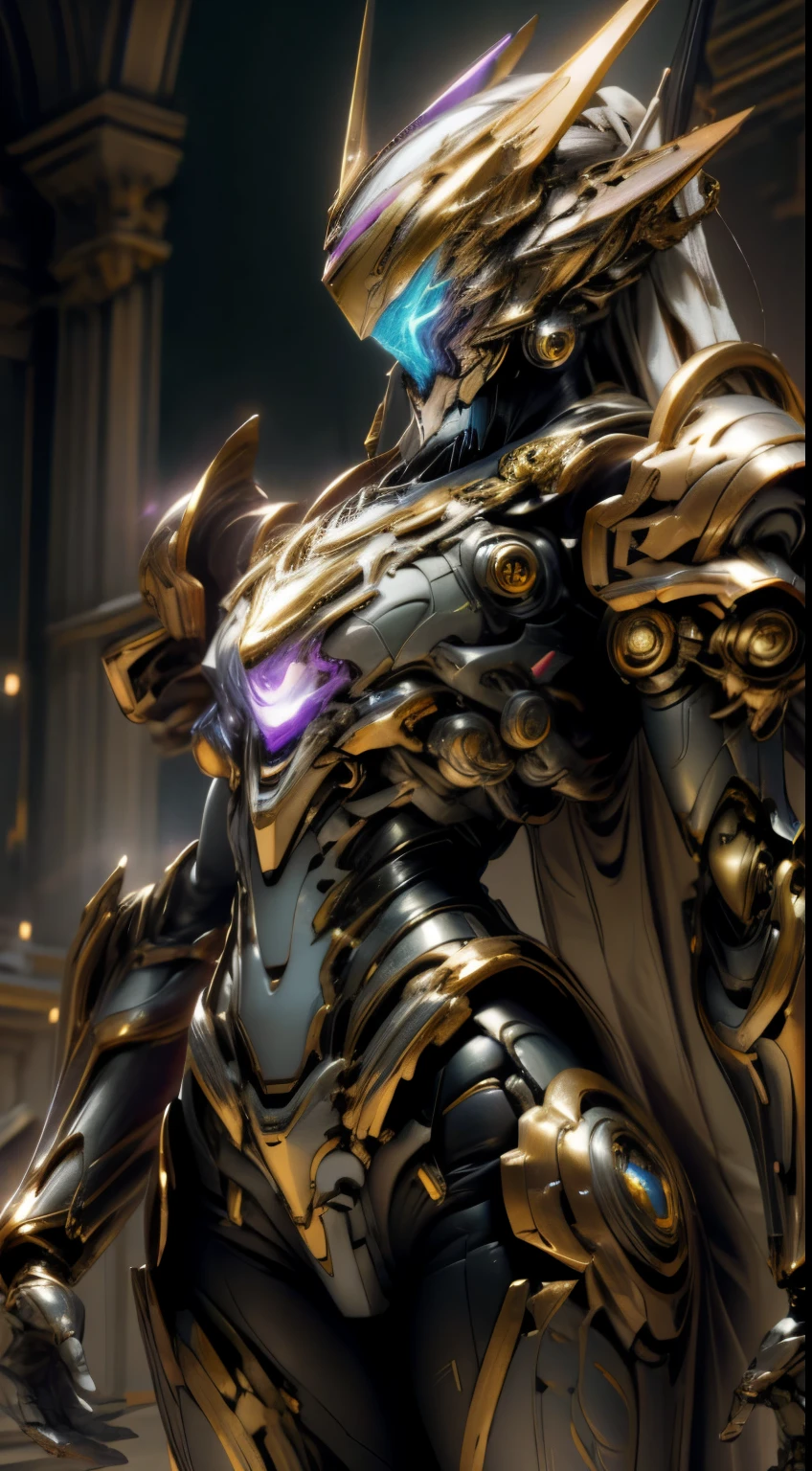 Golden Saint Seiya Limb Armor, Marvel Movie Iron Man Cuirass, Gundam 00, (Mecha) (Mechanical) (Armor), (Open Leg: 1.3), Perfect, (Wide Angle), Best Quality, Masterpiece, Super Resolution, (Reality: 1.4), 1 Girl, Bare Shoulders, Crazy Details, (Hip Folds: 1.5), Lower Chest, Side Chest, Unrealistic Engine Style, Boca Effect, David La Chapelle Style Lens, Bioluminescent Palette: Lilac, Pale Gold, Pale Pink, Bright White, Wide angle, ultra-detailed, cinematic still life, vibrant, Sakimichan style, perfect eyes, highest image quality 8K, inspired by Harry Winston, masterpiece "Chaos 50,--, shot by Canon EOS R 50 under the eyes, ray tracing, surrealism, textured skin
