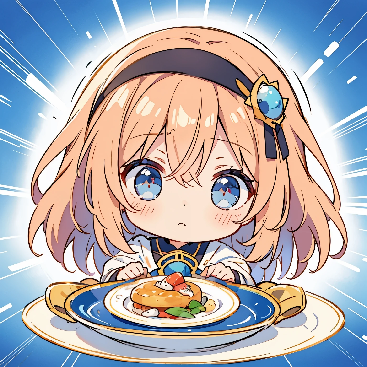 Photoreal、anime characters(chibi girl、shyness)a plate with