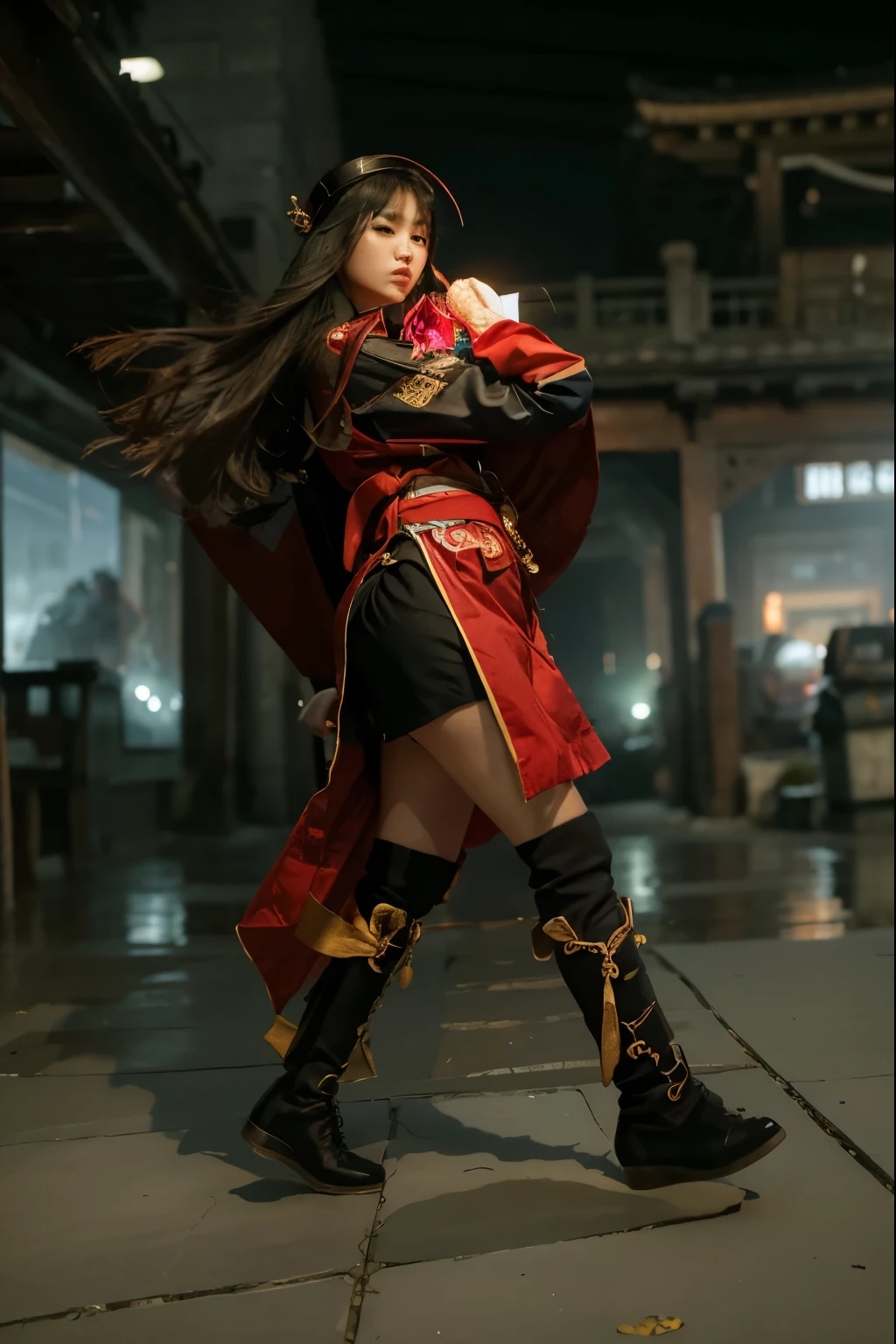 (Best quality, 8k, 32k, Masterpiece, UHD:1.2) (Best quality, 8k, 32k, Masterpiece, UHD:1.2) "Transport the scene to the serene harbor of Liyue from Genshin Impact, bathed in dynamic and cinematic lighting. Envision the tranquility of the harbor without the presence of people in the background. Capture the unique blend of traditional Chinese architecture and modern elements found in Liyue's harbor. Pay careful attention to the play of light on the water, accentuating the details of the boats, buildings, and surrounding landscapes. Infuse the atmosphere with a sense of quiet beauty, emphasizing the solitude of the harbor. Let the colors and lighting evoke a peaceful yet captivating ambiance, bringing the essence of Liyue's harbor to life in a visually stunning way."