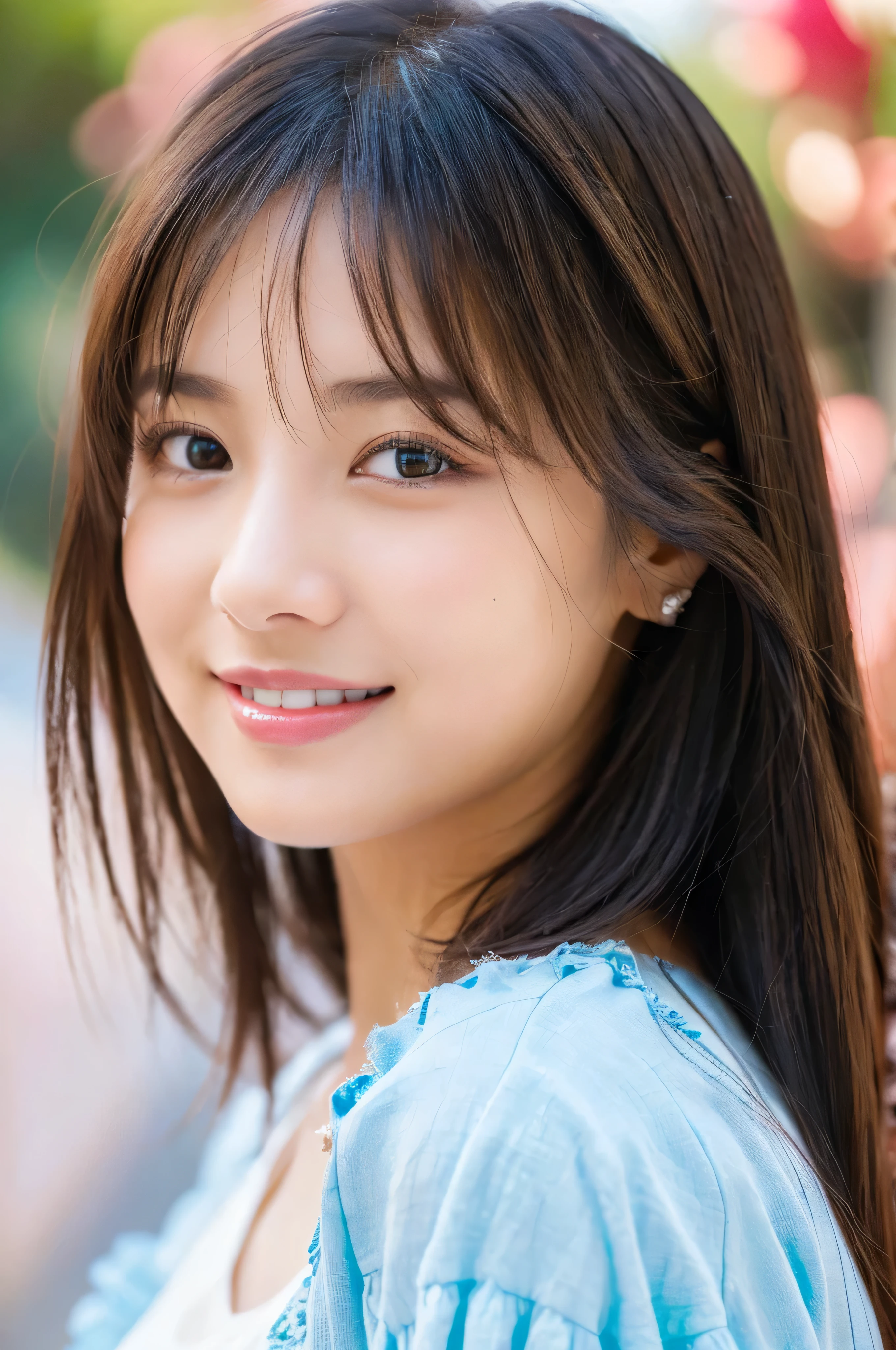 (8K, Best Quality, Masterpiece, Ultra High Definition, High resolution, highly detailed, High Definition Face:1.5), (20-year-old woman:1.3), (close-up photo of face, eyes be visually in focus:1.3), (valentine's day, Beautiful woman:1.5), (beautiful eyes, light in the eyes), white skin, Glossy, very Fair skin, shiny skin, (film photography style:1.2), violently fluttering hair, very smile, Cute face, random hair styles, random hair color, 8 life size, Japanese Mixed Race Beautiful woman,