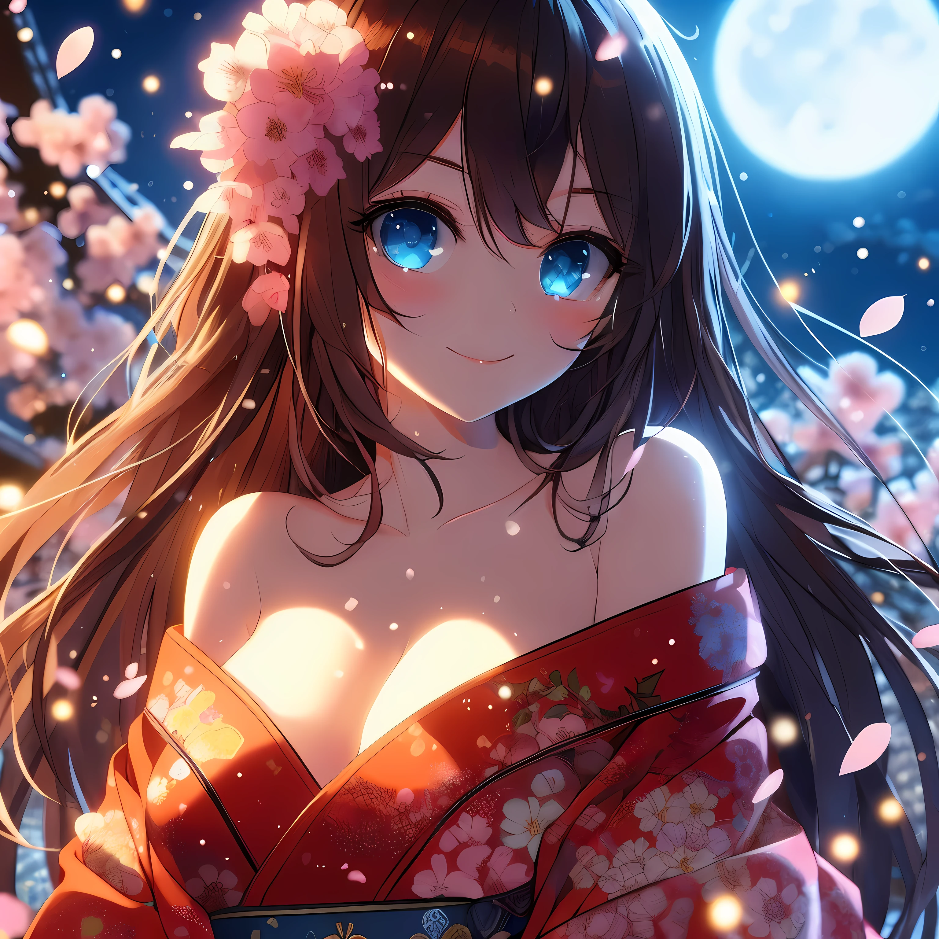 Anime girl with blue eyes and red kimono dress, anime style 4k, Beautiful anime girl, night nucleus, anime wallpaper 4k, anime wallpaper 4k, Beautiful anime, Anime Art Wallpaper 4k, Anime Art Wallpaper 4k, beautiful anime girl, Beautiful anime woman, 4k anime wallpaper, Beautiful anime portrait, Animation Art Wallpaper 8k, cute anime girl