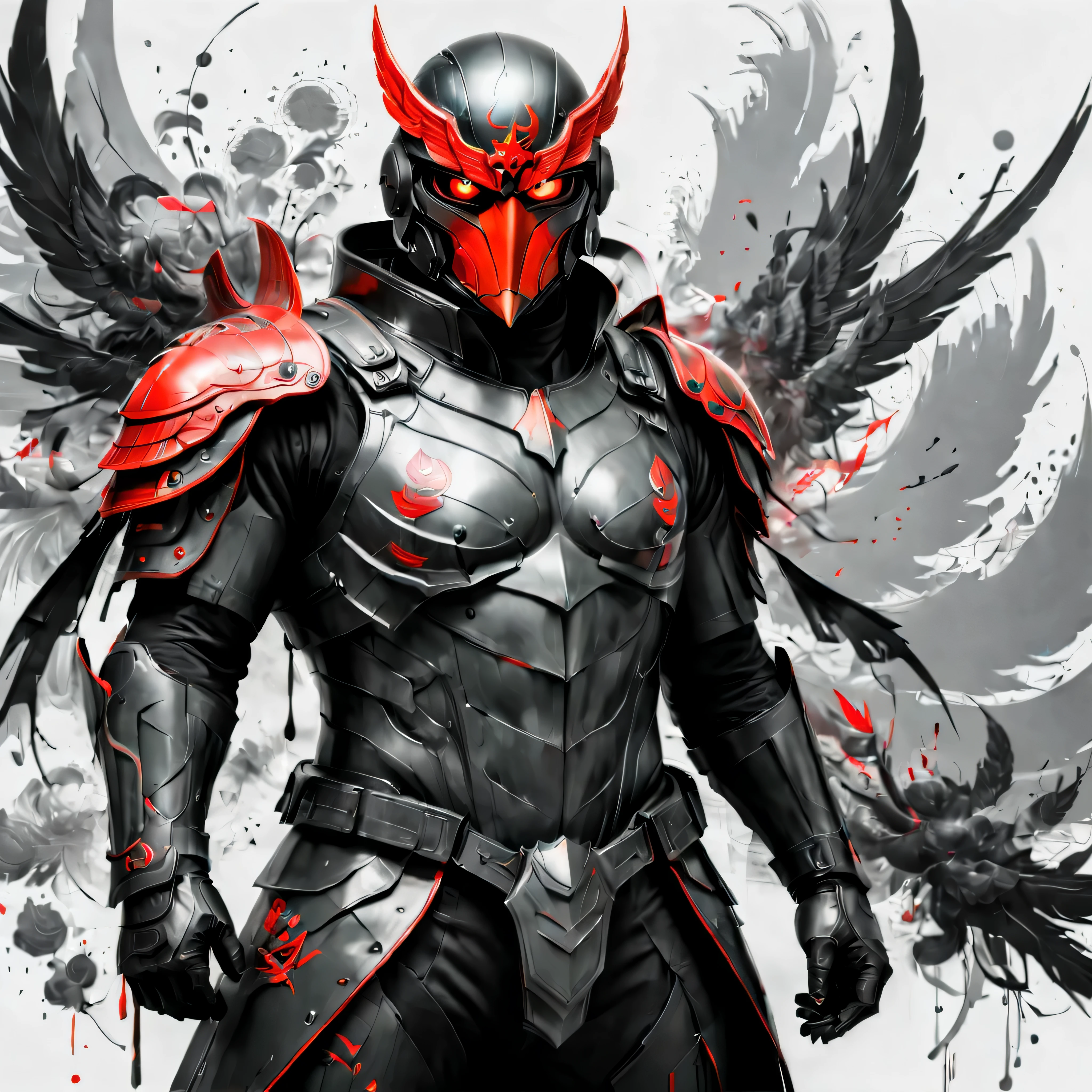 ((Full body):1.2),((Selective color):1.1), Drawing of a Tengu in Modern Military Uniform with Red Eye, smooth lines, fine art piece, Express expressions and postures through ink contrast, emphasize light, shadow and space. figurative art, (best quality, 4K, 8k, high resolution,masterpiece:1.2) ,(actual, photoactual, photo-actual:1.37). 