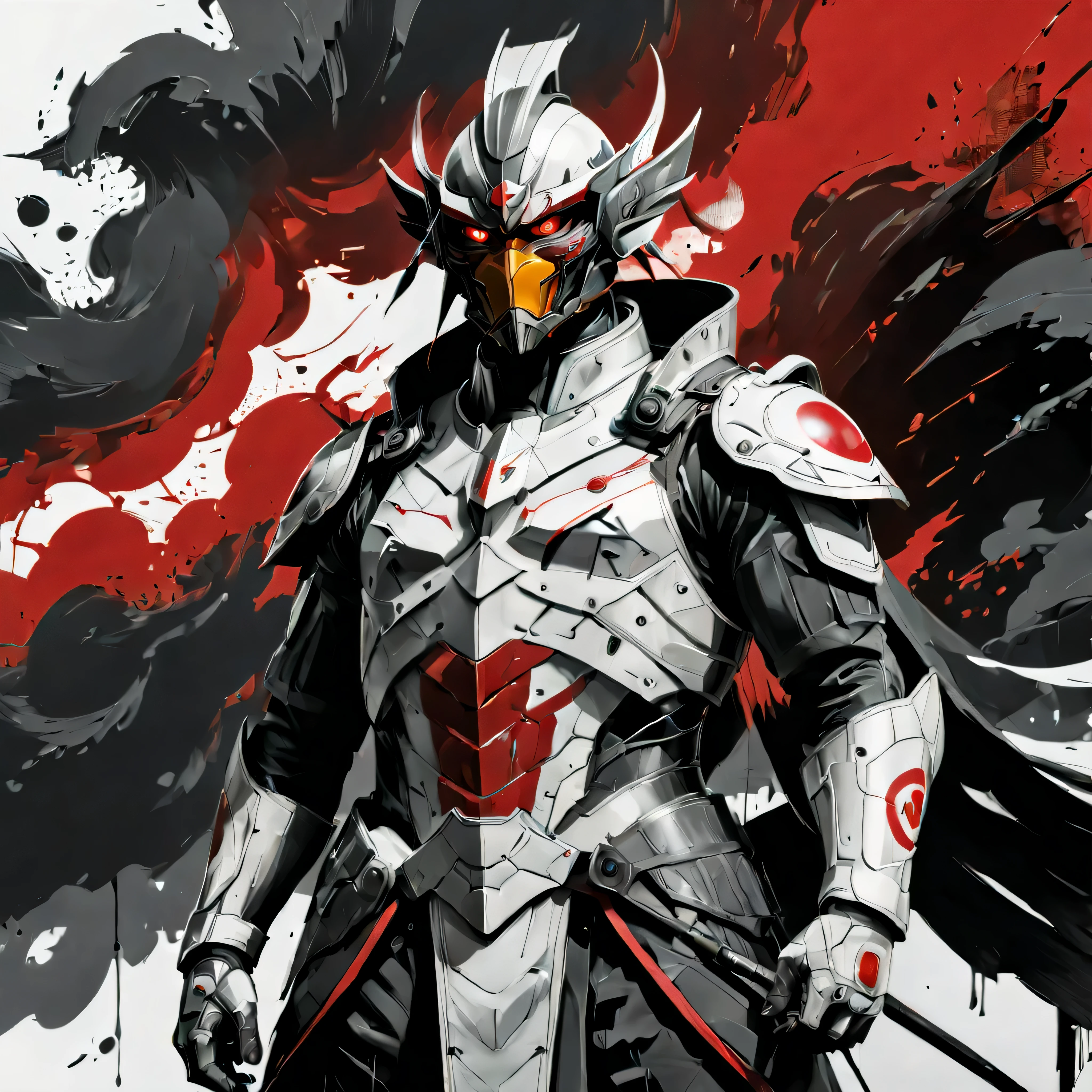 ((Full body):1.2),((Selective color):1.1), Drawing of a Tengu in Modern Military Uniform with Red Eye, smooth lines, fine art piece, Express expressions and postures through ink contrast, emphasize light, shadow and space. figurative art, (best quality, 4K, 8k, high resolution,masterpiece:1.2) ,(actual, photoactual, photo-actual:1.37).
