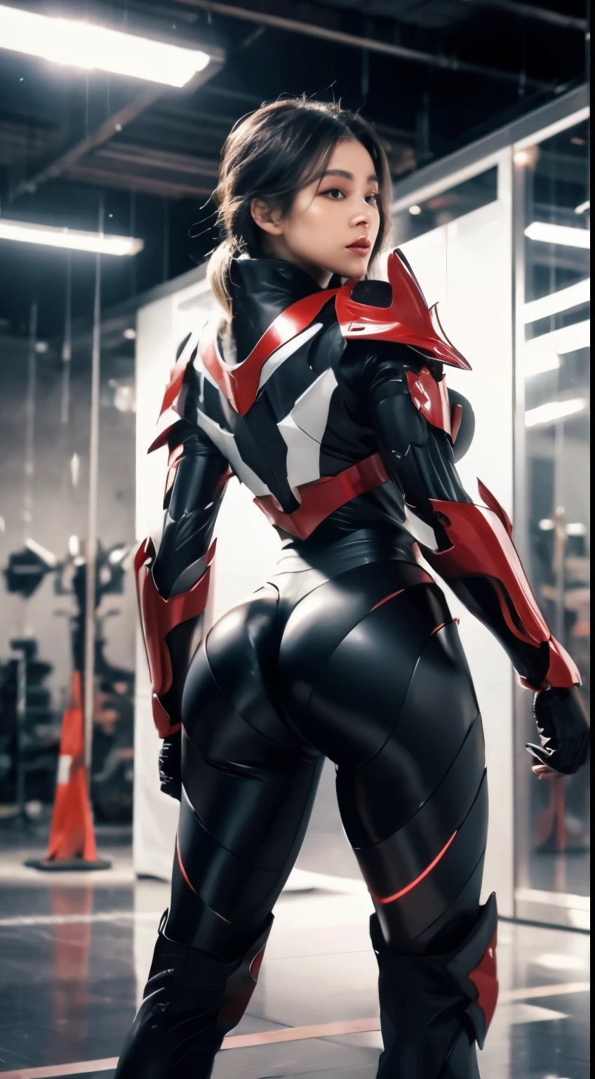 (Full armor), knight Cloak, (helm), (Yoga pants:0.5), looking on camera, standing on studio, beautiful face, makeup, (photorealism:1.2), ultrarealistic face, (muscle abs), (thick thighs), slim waist, hourglass figure, half body, ((glowing skin)), ((shiny skin)), Realistic body, (sexy body:1.2), (clean skin), photorealistic, bokeh, motion blur, masterpiece, super detail, textured skin, giga_busty, (big breasts:1.2)