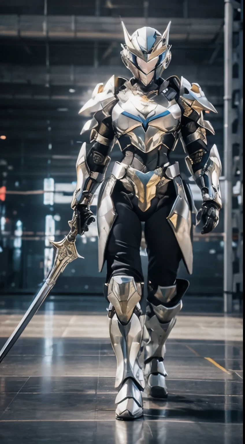 (Full armor), knight Cloak, (helm), (Yoga pants:0.5), looking on camera, standing on studio, beautiful face, makeup, (photorealism:1.2), ultrarealistic face, (muscle abs), (thick thighs), slim waist, hourglass figure, half body, ((glowing skin)), ((shiny skin)), Realistic body, (sexy body:1.2), (clean skin), photorealistic, bokeh, motion blur, masterpiece, super detail, textured skin, giga_busty, (big breasts:1.4)