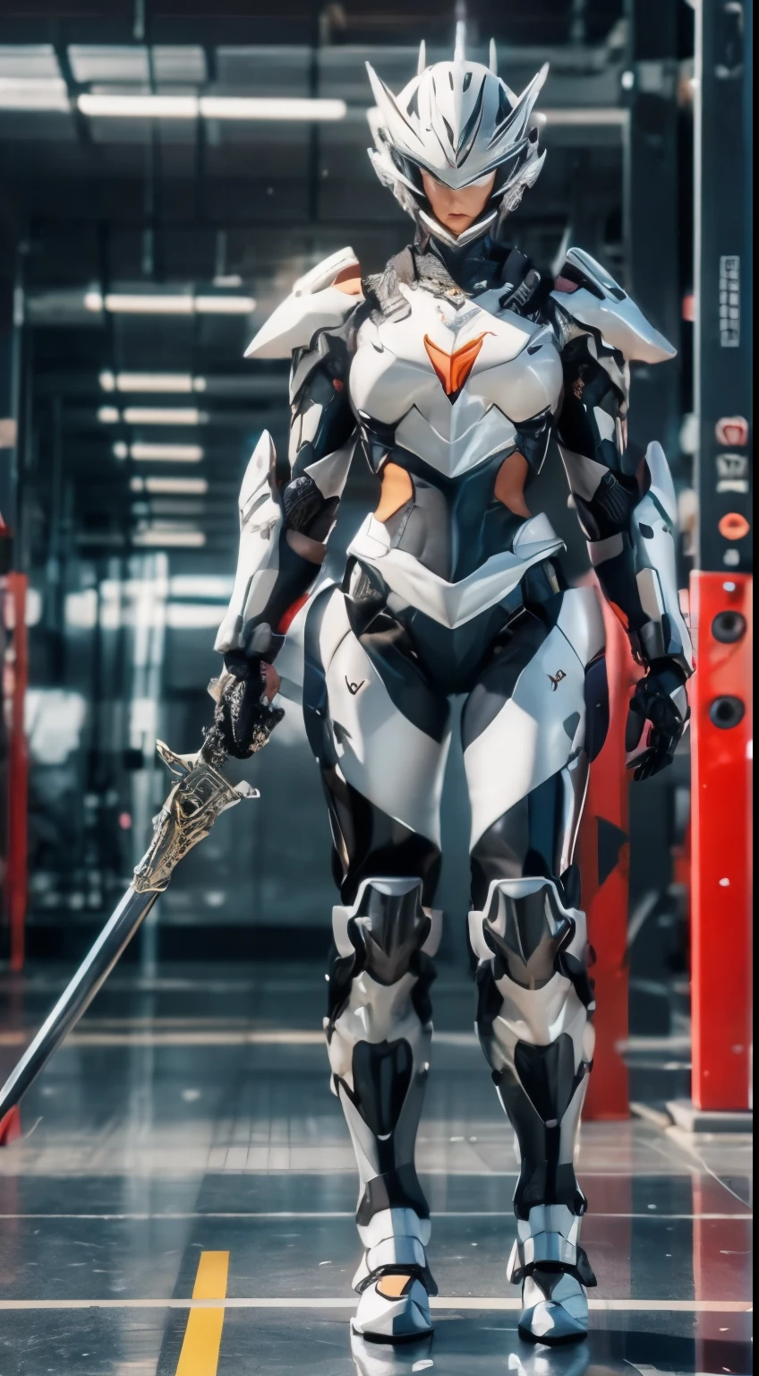 (Full armor), knight Cloak, (helm), (Yoga pants:0.5), looking on camera, standing on studio, beautiful face, makeup, (photorealism:1.2), ultrarealistic face, (muscle abs), (thick thighs), slim waist, hourglass figure, half body, ((glowing skin)), ((shiny skin)), Realistic body, (sexy body:1.2), (clean skin), photorealistic, bokeh, motion blur, masterpiece, super detail, textured skin, giga_busty, (big breasts:1.4)