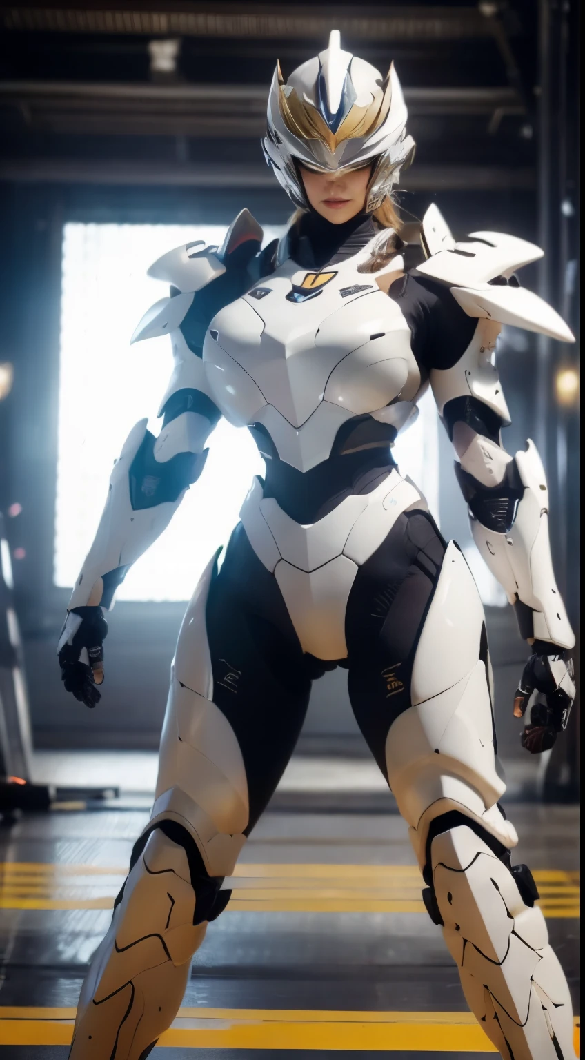 (Full armor), knight Cloak, (helm), (Yoga pants:0.5), looking on camera, standing on studio, beautiful face, makeup, (photorealism:1.2), ultrarealistic face, (muscle abs), (thick thighs), slim waist, hourglass figure, half body, ((glowing skin)), ((shiny skin)), Realistic body, (sexy body:1.2), (clean skin), photorealistic, bokeh, motion blur, masterpiece, super detail, textured skin, giga_busty, (big breasts:1.4)