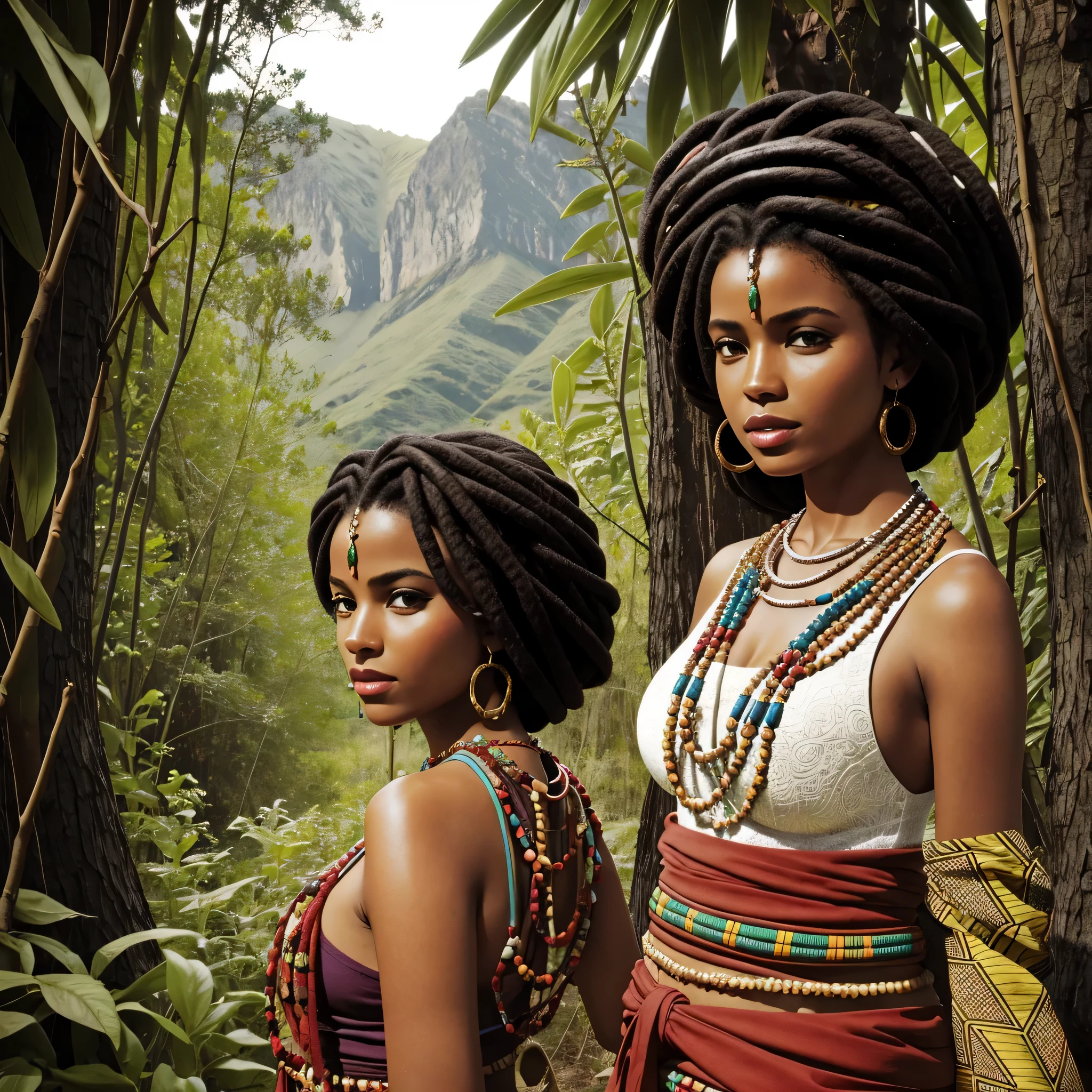 Pachamama african amrican goddess of mother, earth, beautiful, brown skin, di vine, nature