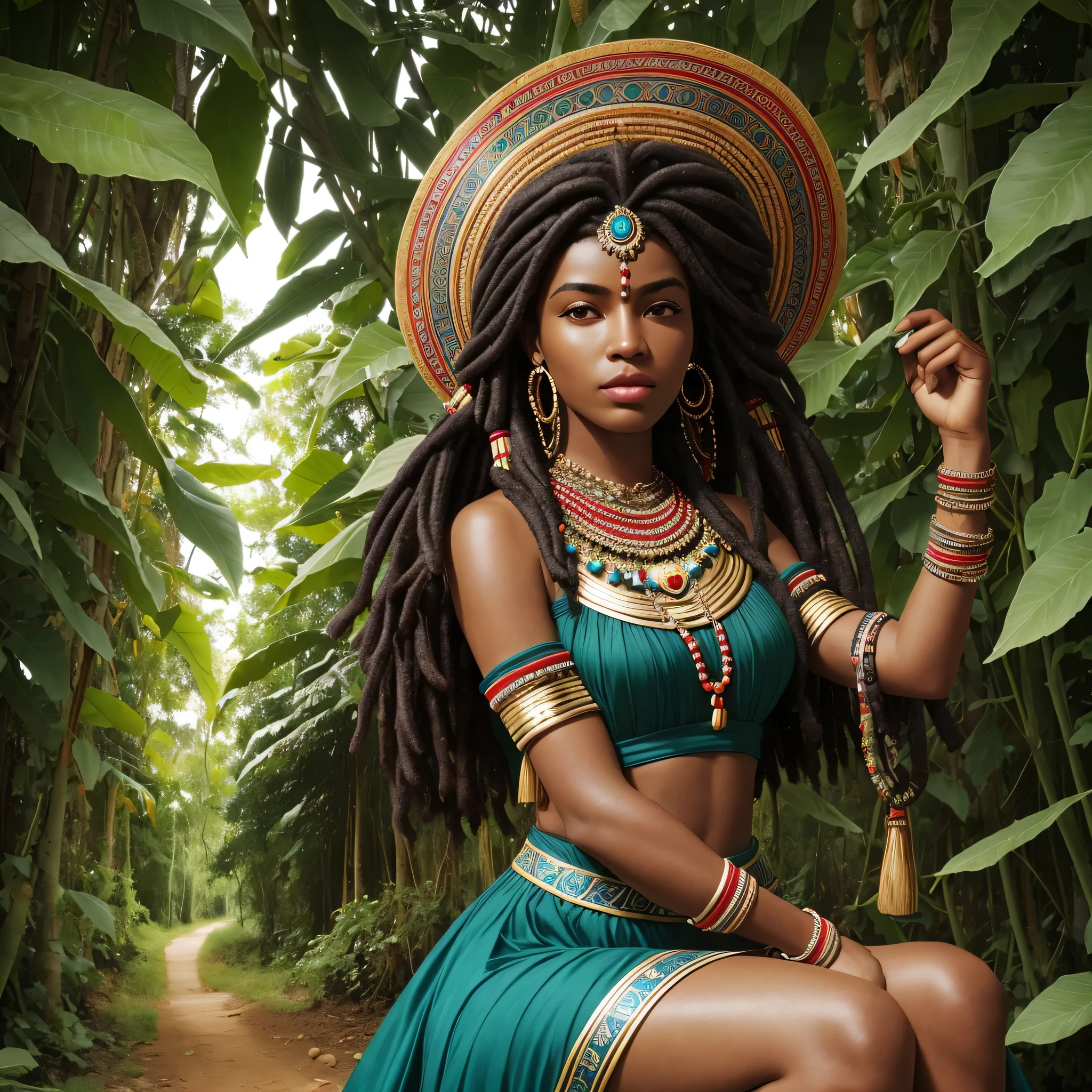 Pachamama african amrican goddess of mother, earth, beautiful, brown skin, di vine, nature