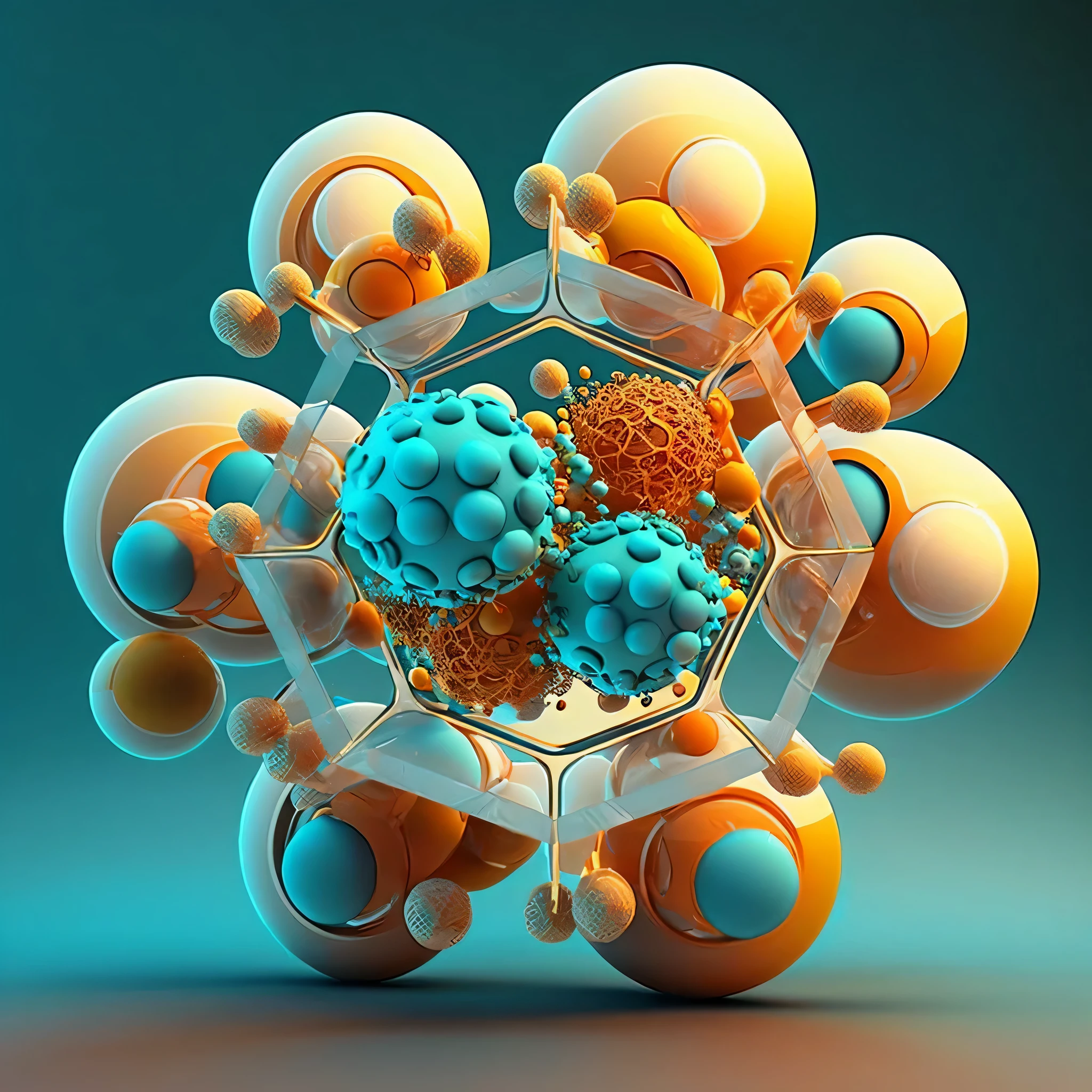 a close up of a bunch of balls with a bunch of blue and orange balls, vray caustics, cinema 4d colorful render, cinema 4 d art, abstract 3 d artwork, intricate 3 d illustration, c 4 d style, rendered in cinema4d, rendered in cinema 4 d, epic 3 d abstract model, rendered in cinema 4 d octane