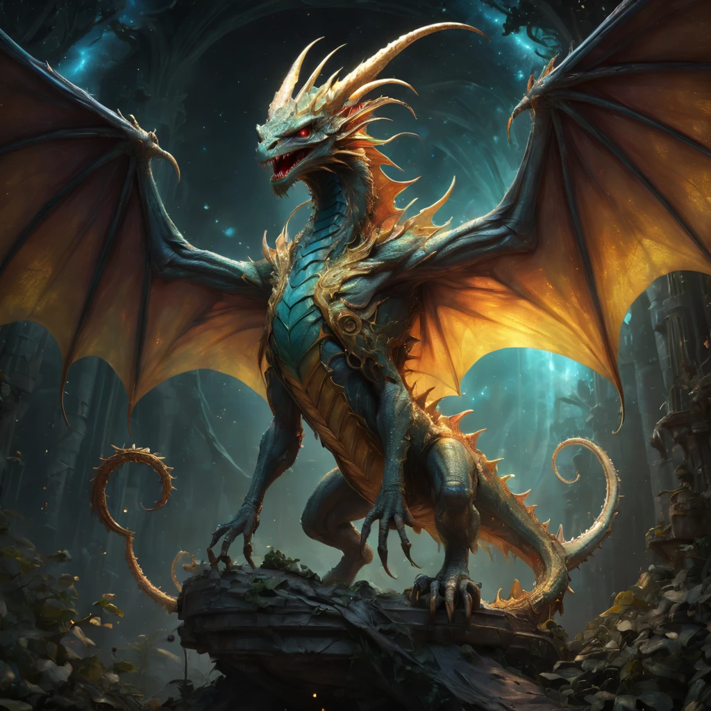 High Resolution, High Quality, Masterpiece. Hyperrealistic hyperrealism. surrealism, overdetalization, golden ratio, And, has thou slain the Jabberwock?
Come to my arms, my beamish boy!
O frabjous day! Callooh! Callay!»
He chortled in his joy. sharp focus, intricate details, digital painting, trending on ArtStation, ultra-high definition , 32K . textures, iridescent and luminescent scales, breathtaking beauty, pure perfection, divine presence, unforgettable, impressive, breathtaking beauty, Volumetric light, auras, rays, vivid colors reflects. Dramatic lighting,