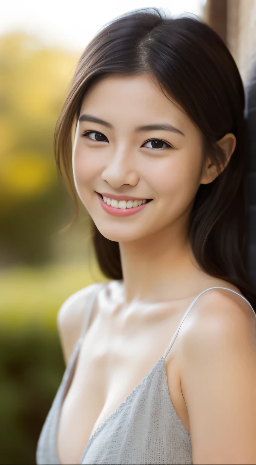 Japanese ),((beautiful girl)),cleavage,An expression that imagines something pleasant:1.2,(perfect body beauty:1.2),((perfect body)),(shy smile),beautiful teeth,
