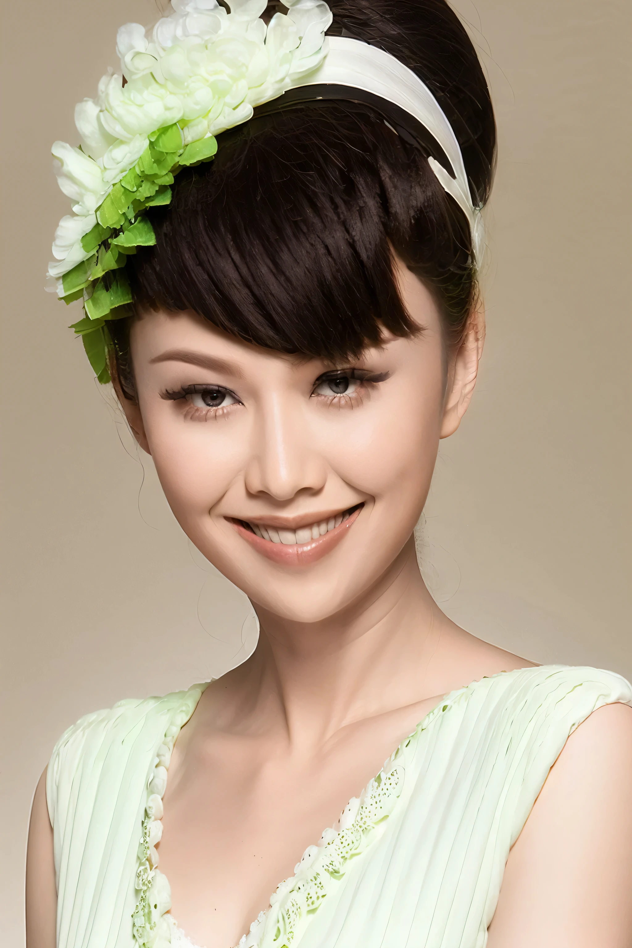fashion model 20 years old [[[[close up]]]], [[[[neck]]]], [[[[Shoulder]]]], perfect eyes, perfect iris，perfect lips，perfect teeth，Perfect skin，White skin，Soft headlight，High Density Imaging Review，long black hair，（Face is clear and delicate），((white lace underwear))，((Sexy))，(((charming smile)))，((Half body photo))，((The background is the bedroom))，((Deluxe king bed))，best quality，masterpiece，（pastel colors：1.2）