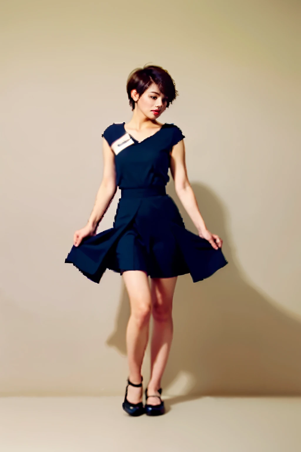 Swessy very short hair pixie cut 笑顔の女性