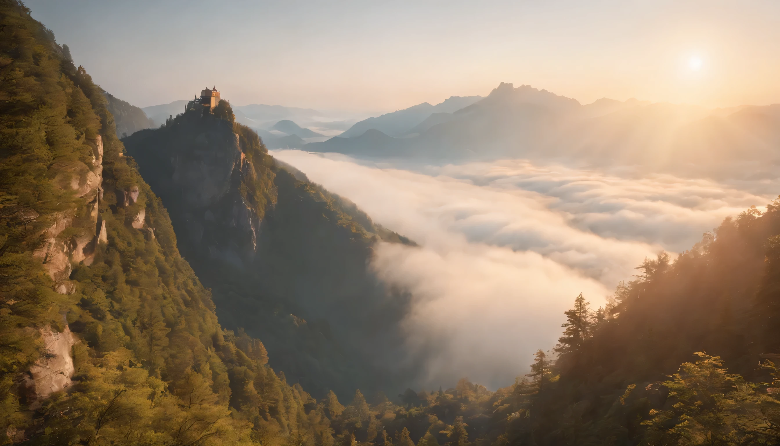 (Highly detailed CG Unity 8k wallpaper、masterpiece、highest quality、Super detailed)、(best lighting、best shadow、very delicate and beautiful)、highest quality、8k、Detailed facial depiction、masterpiece、highest quality、clear image quality、
Enjoy the spectacular view of the sea of clouds from the top of the mountain。