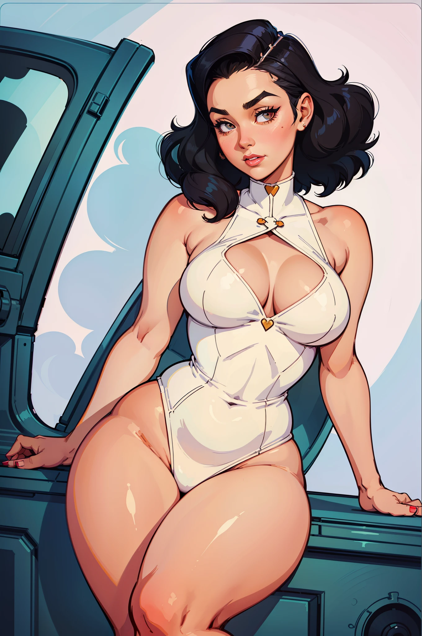 Young girl, 40s fashion appearance, in style of digital illustration, pinup art, lois van rossdraws, artstyle : ilya kuvshinov, deviantart artstation cgscosiety, stunning digital illustration, soda themed girl, beautiful retro art, jen bartel, milkshake, matte digital illustration, glossy digital painting, ((curvy body))