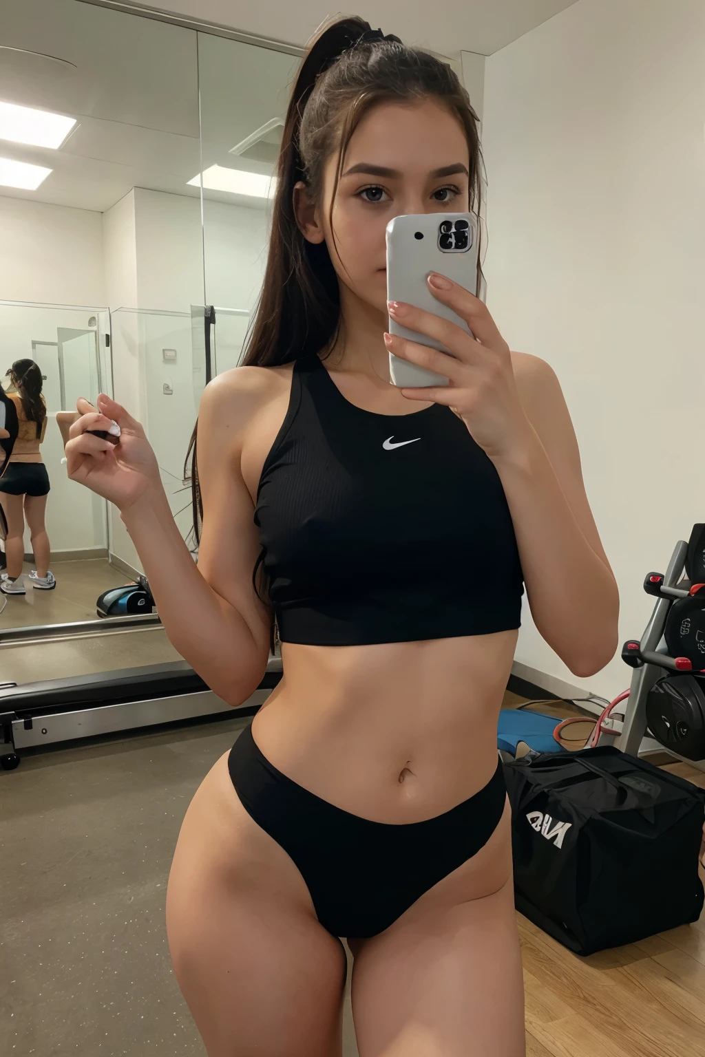 Selfie of a girl in gym