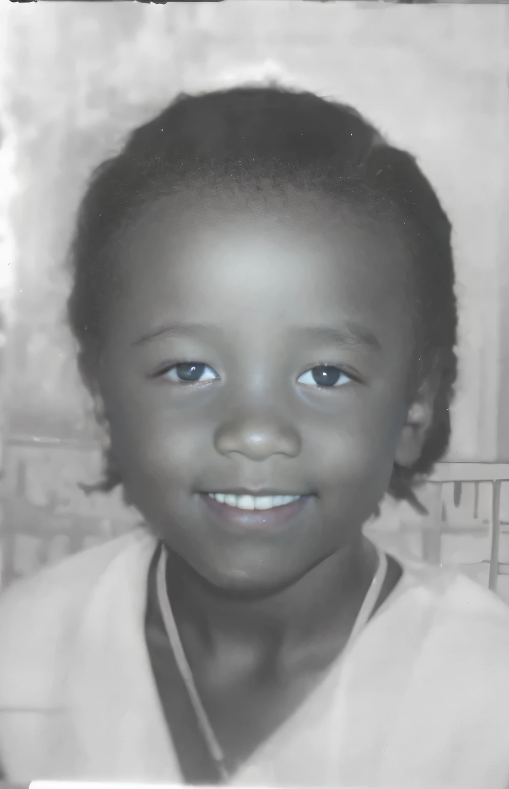 A black and white photograph of a black. ., Four years old, taken in the early 2020s, viejo cuadro, Foto temprana en blanco y negro., foto granulada en blanco y negro, foto de perfil, 1 9 7 5 fotos, about 3 to 5 years, Foto descubierta, Foto de 1980