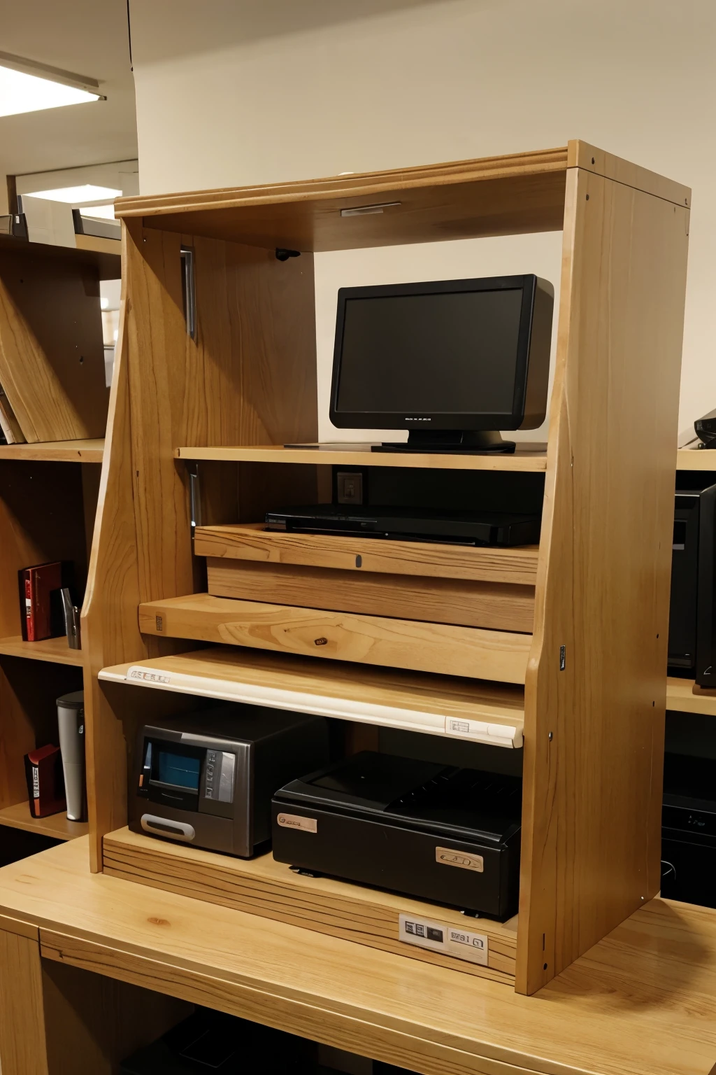 Store shelf behind the cash register, made with MDF, practical and complete design in 1/20 meters, suitable for small and slightly large goods.