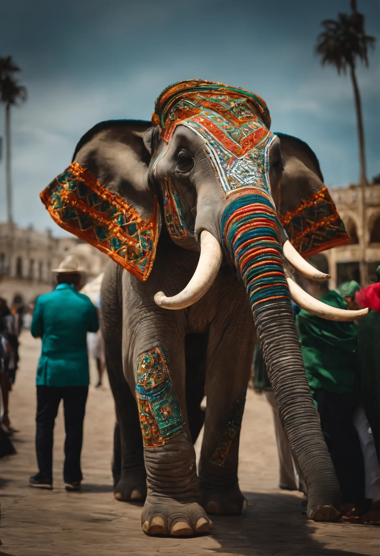 An elephant dressed in Lacoste in Algiers