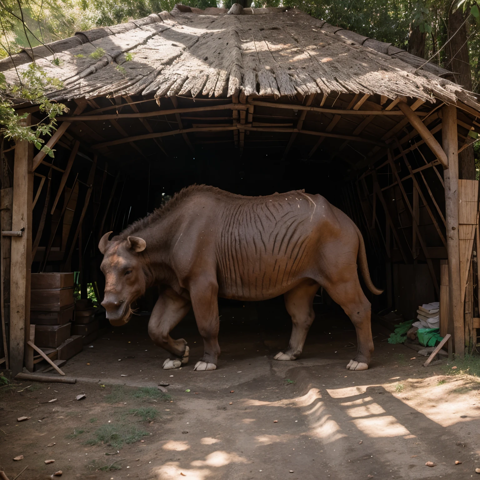 Mamut lanudo parado en 2 patas
