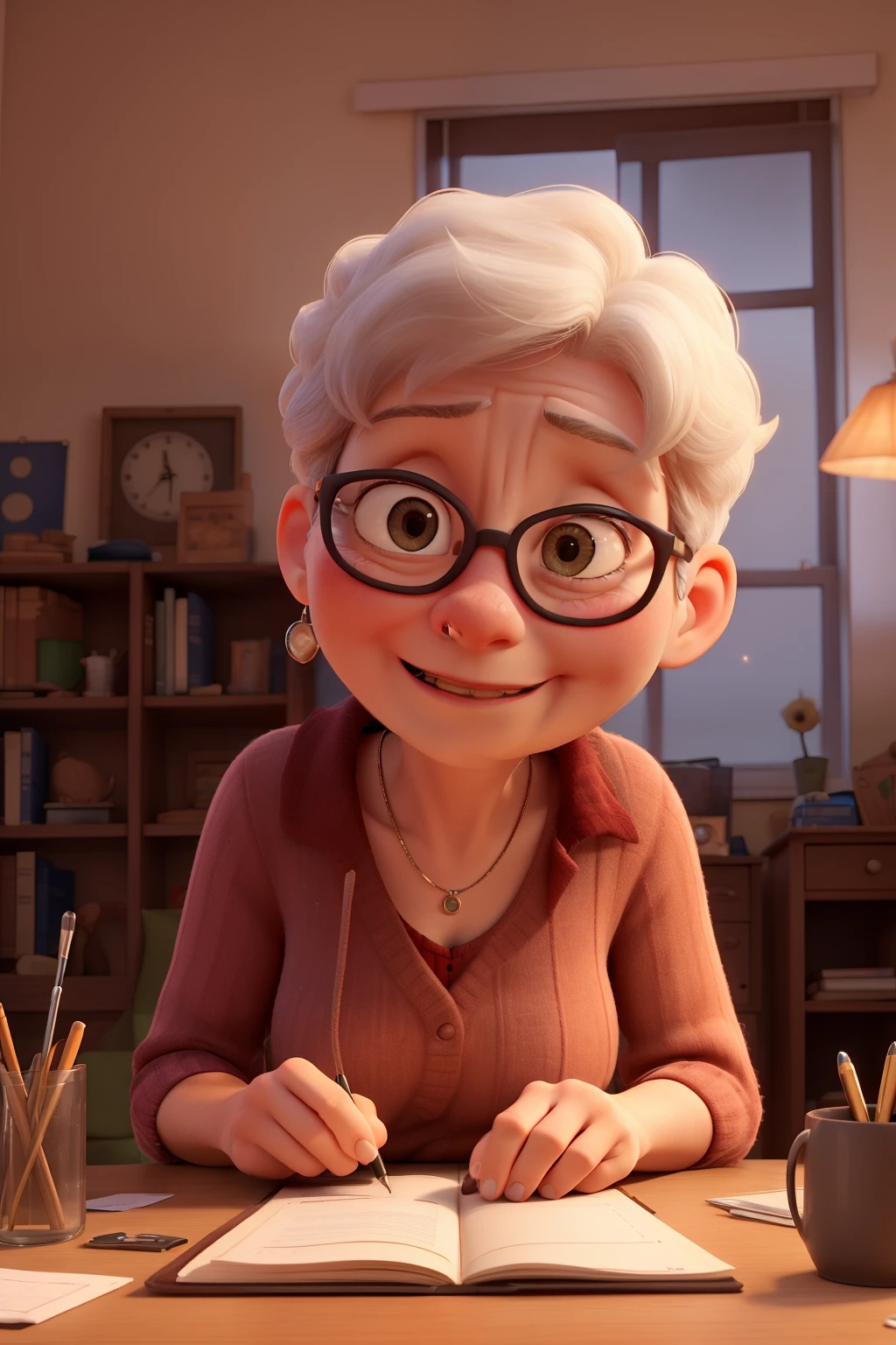 At home, my father is writing math and my mother is writing English and crying with the light on in the middle of the night.