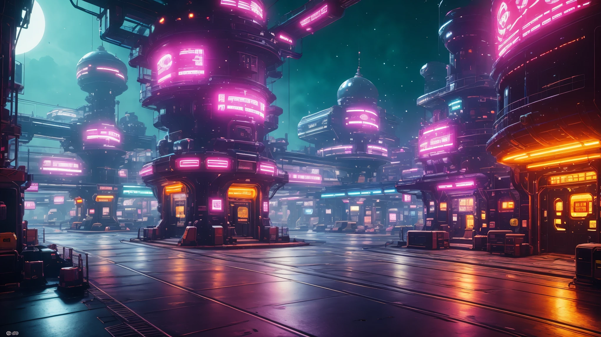 COMG3O,(best quality,4k,8k,highres,masterpiece:1.2),ultra-detailed,realistic,photorealistic:1.37,city in the bubbles,sci-fi,sky fortress,shining towers,crowded streets,hovering vehicles,monumental architecture,glistening glass walls,unrealistically tall buildings,reflecting the sunlight,majestic statues,vibrant holographic billboards,futuristic transport systems,massive airships,cyberpunk aesthetics,flying drones,zooming lights,translucent walkways,artificial intelligence-controlled infrastructure,mysterious alleys,high-tech gadgets,neon-lit streets,intense color palette,epic skyline,enigmatic atmosphere,glowing energy streams,levitating platforms,advanced security systems,ornate decorations,intricate details,impressive scale,seamless integration of nature and technology,serene gardens within the metropolis,strange creatures roaming the city,cosmic background,otherworldly landscapes,interstellar vistas,dreamlike ambiance.