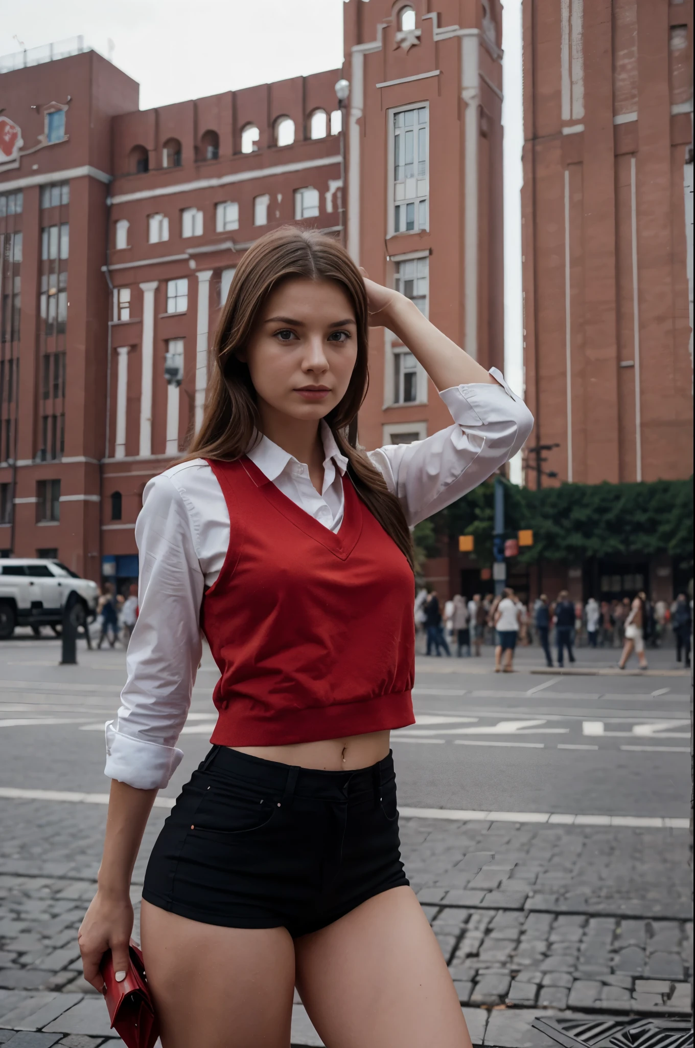 Soviet pioneer girl on Red Square, Red Pioneer Tie, Summer