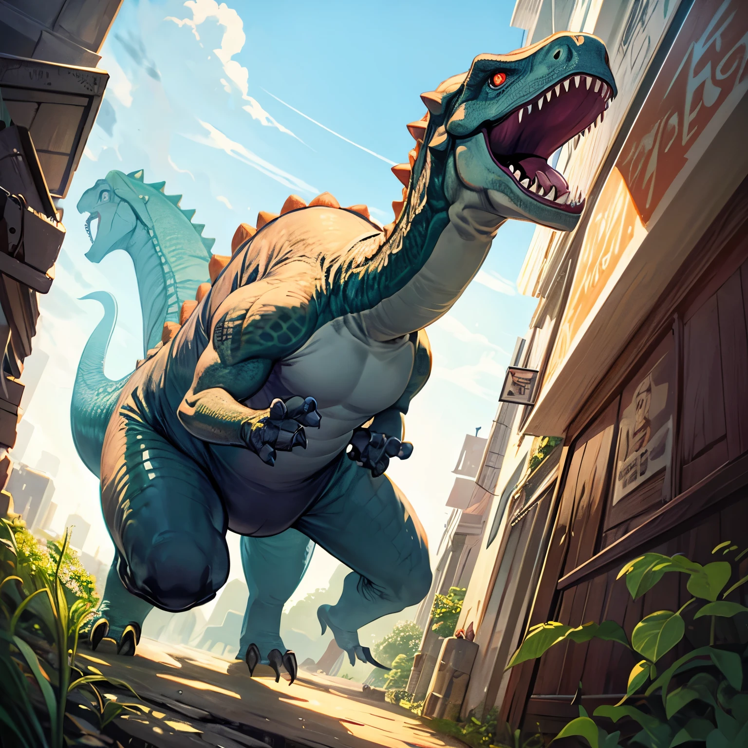 An illustration dinosaur character human male cute