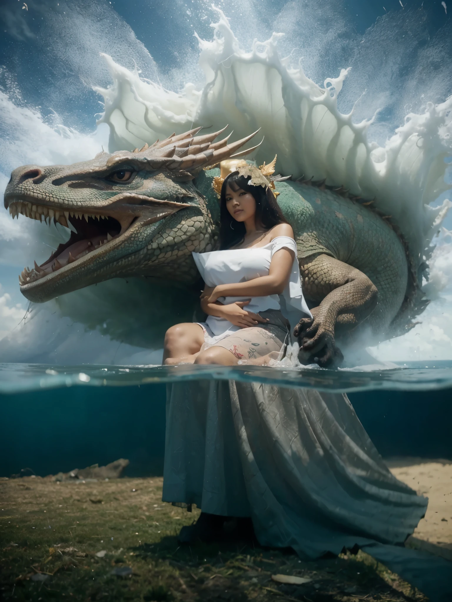 Indonesia woman. Plump, dragon. 