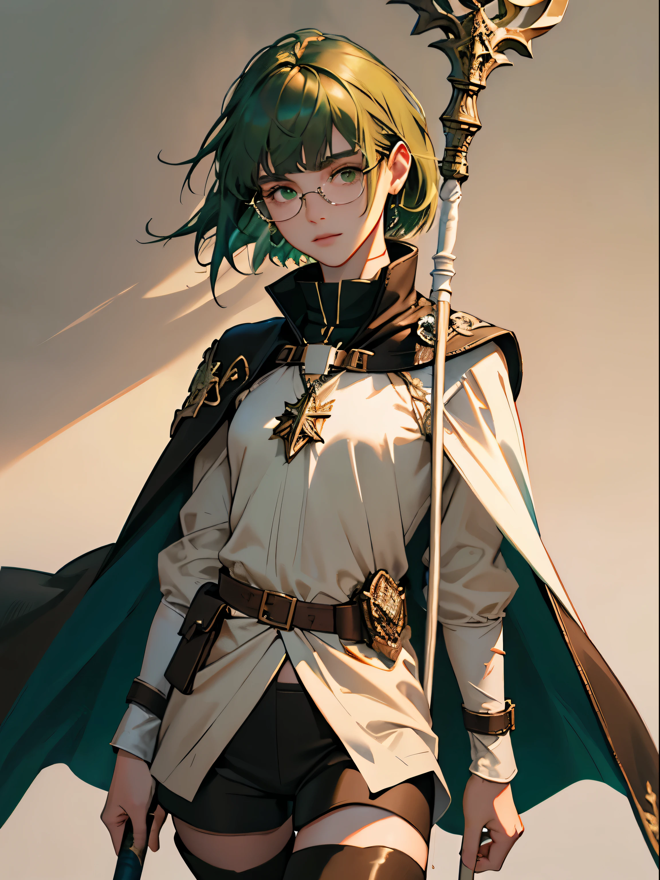 Anime girl with green hair and a sword in her hand - SeaArt AI