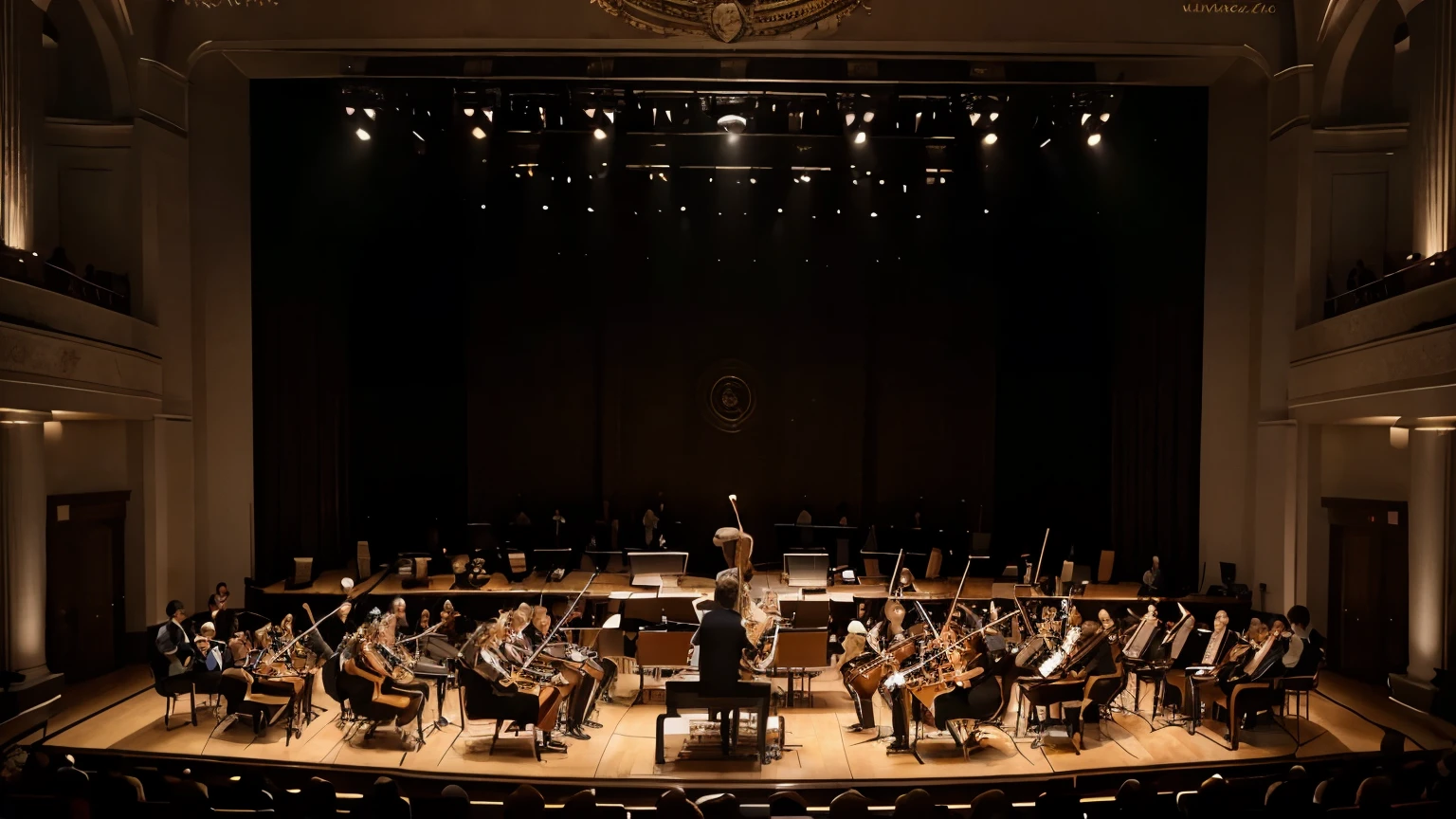 W. A. Mozart, Symphony No.38 in D major
equipment, concert, orchestra, pianist, conductor, stage, audience, classical music, passionate, elegant, harmonious, dynamic, iconic, musical genius, adept musicians, grand piano, string instruments, wind instruments, percussion instruments, crescendo, allegro, harmony, melody, symphony hall, beautiful melody, rhythmic patterns, expressive, intricate, majestic, powerful, symphonic masterpiece, classical composition, symphony conductor, intricate musical composition, captivating performance