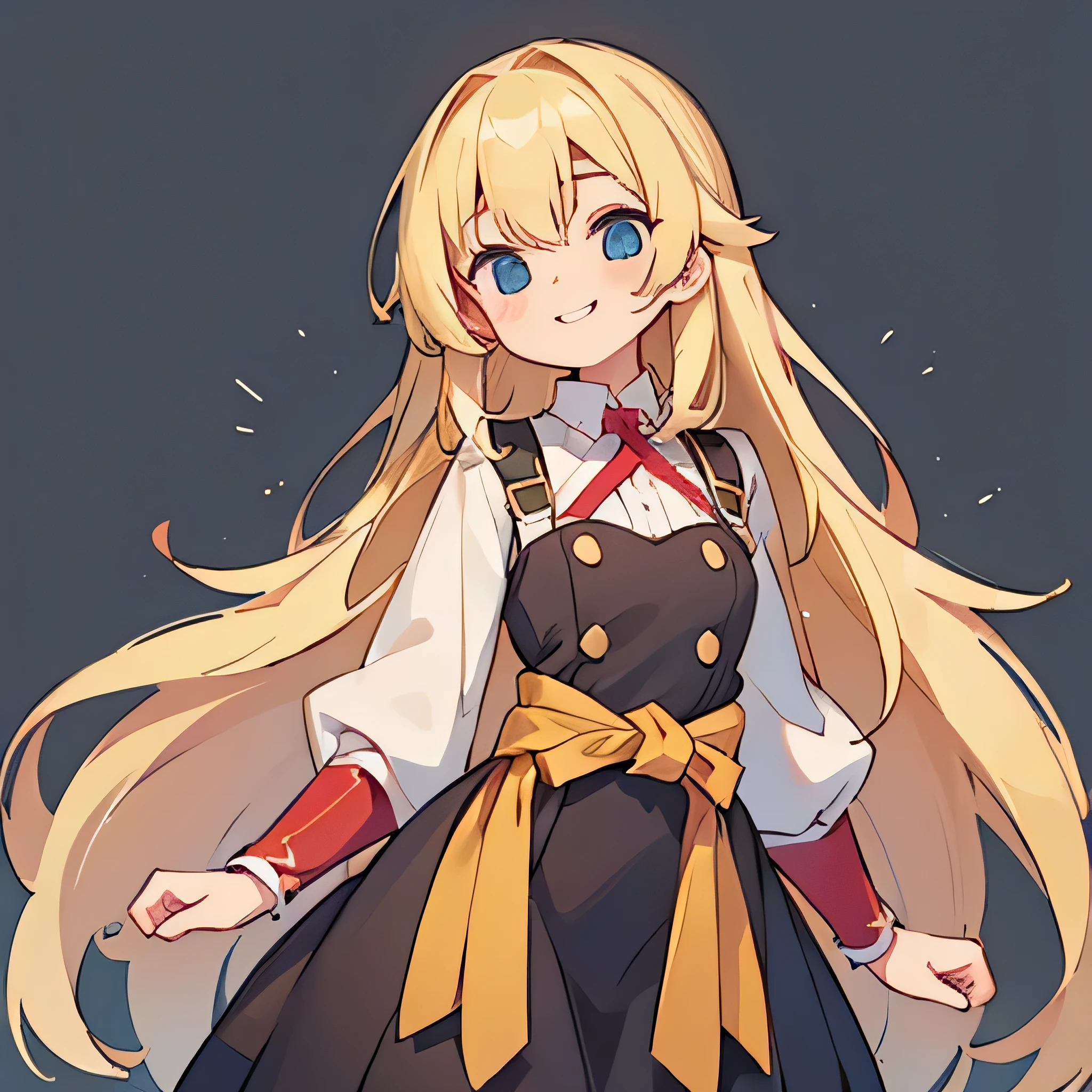 blonde long hair smile from the waist up