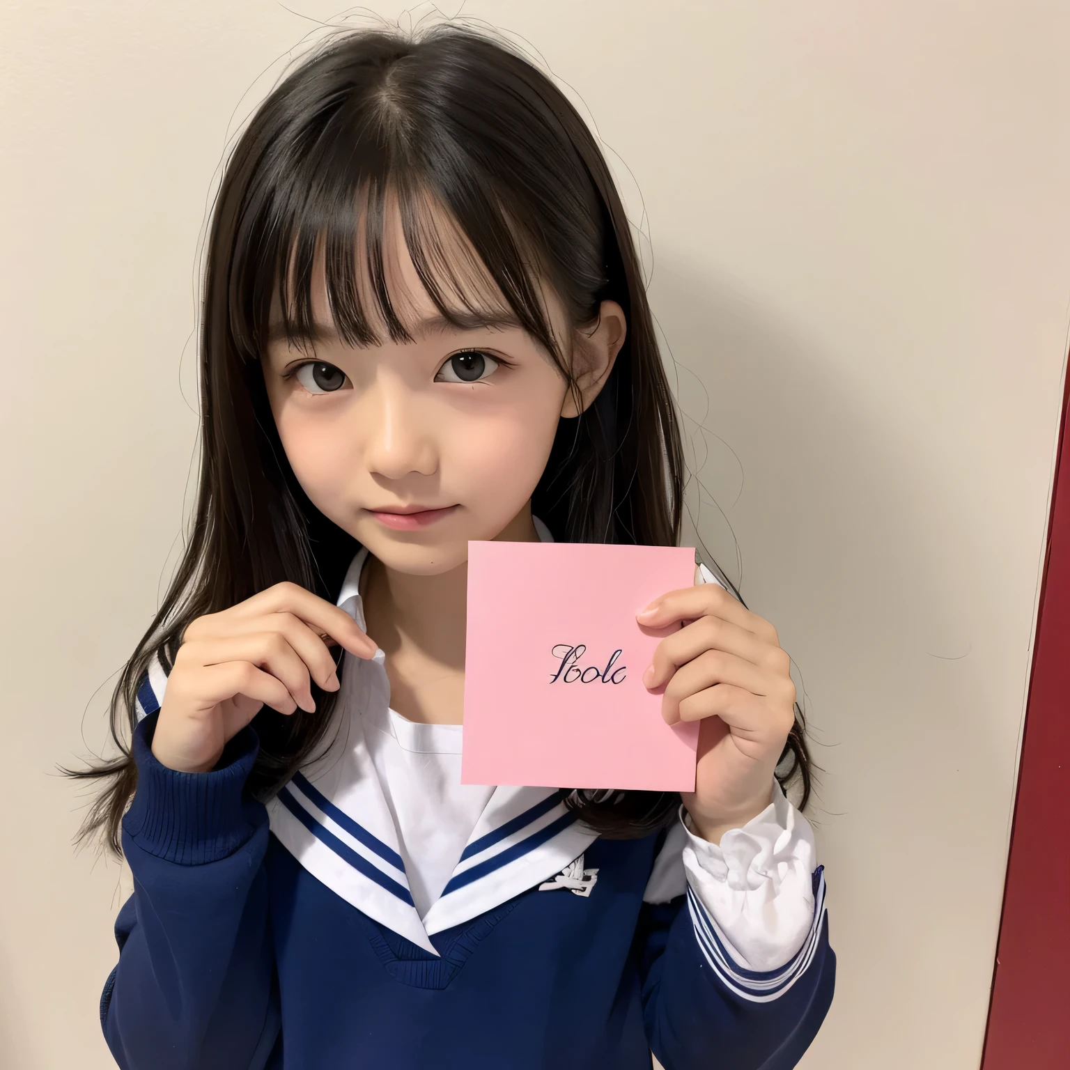 realistic pictures、Highest品質、ultra high resolution、Professional specifications、((とてもロリなprimary school studentが手紙を差し出す))、(((Hold the letter with both hands)))、school classroom、sailor suit、primary school student、lolicon、Highest、10 years old、love confession、pink square letters、embarrassing、blush、