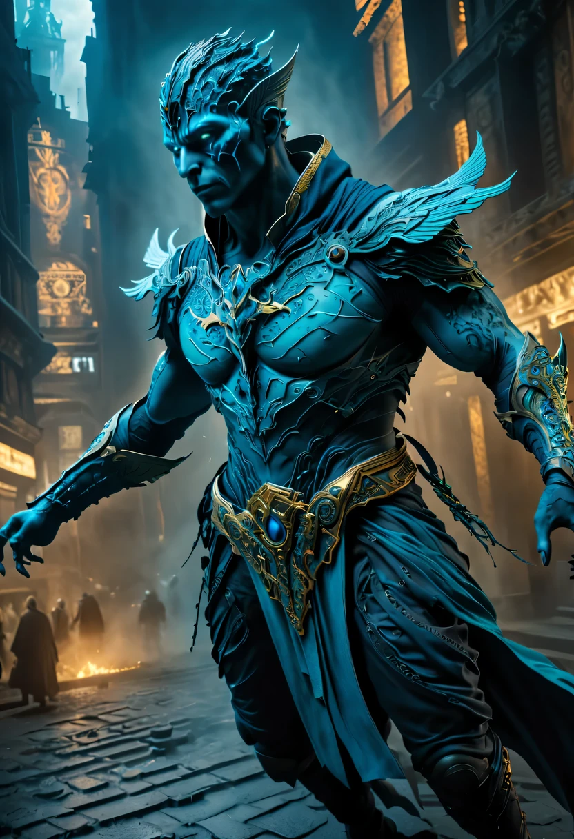 actual photo of raziel (flight:1.3) in dark city, dark fantasy style, ,high resolution, (detailed actual image:1), Crazy details, soft, hero, (expressive face, Detailed face:1), (actual:1), (photoactual, photo-actual:1), full color, (3d:1), (Very detailed:1.2), masterpiece, 8K Ultra HD,