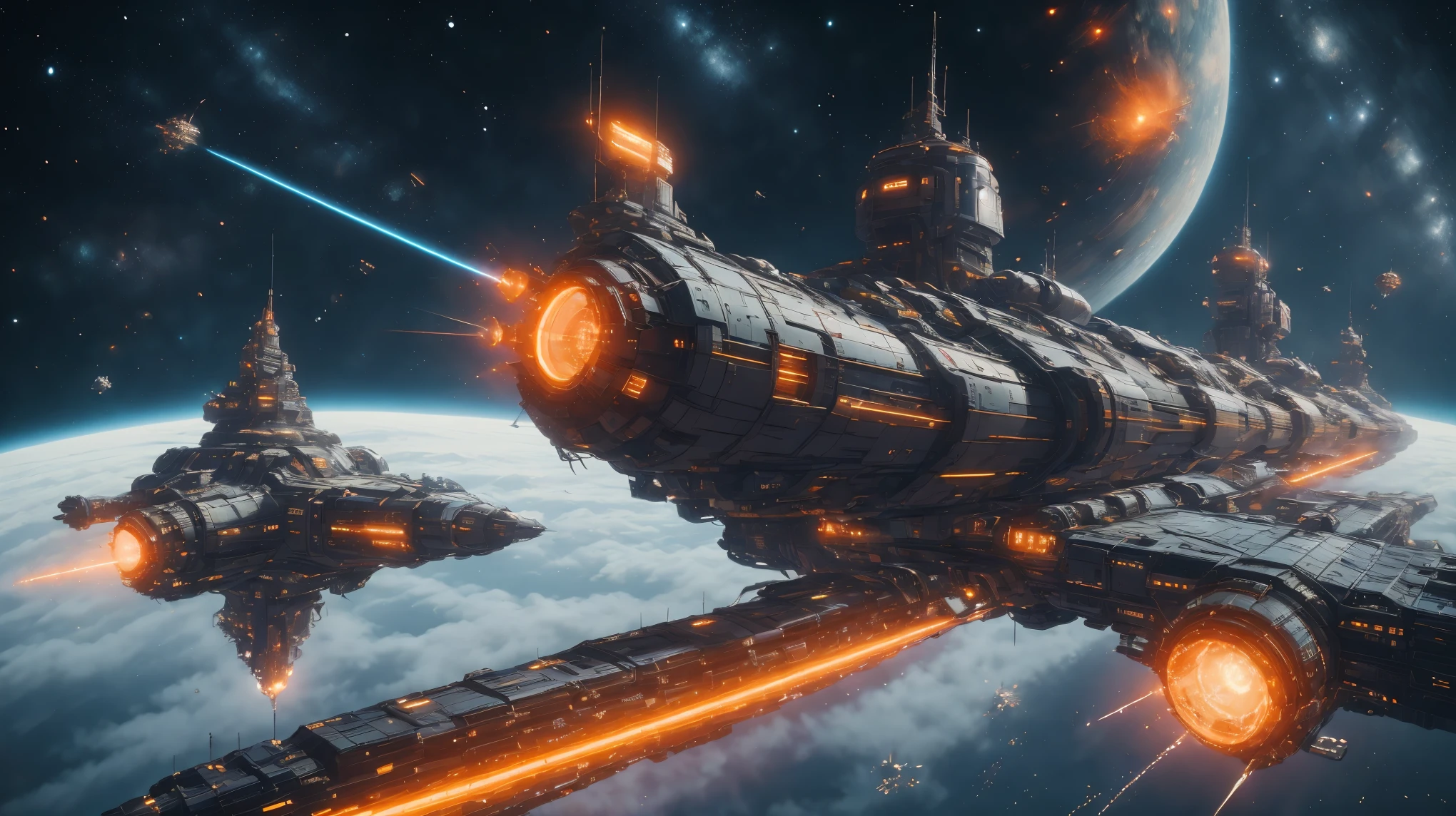 COMG3O,(best quality,4k,8k,highres,masterpiece:1.2), ultra-detailed, (realistic,photorealistic,photo-realistic:1.37), Star Wars, interstellar warship, explosions, lasers, battle, chaos, stars, nebula, epic space battle, intense firefights, alien species, galactic conflict, massive destruction, futuristic technology, epic scale, intense action, high-speed dogfights, monumental spaceships, vivid colors, dynamic lighting, epic space opera, thrilling battles, cinematic atmosphere, dramatic explosions, fast-paced combat, epic clashes, breathtaking visuals, massive space armada, high-energy warfare, advanced weaponry, epic storytelling, intense battles for survival, space combat tactics, breathtaking space battles, grandiose battles, masterful visual effects, immersive battle scenes