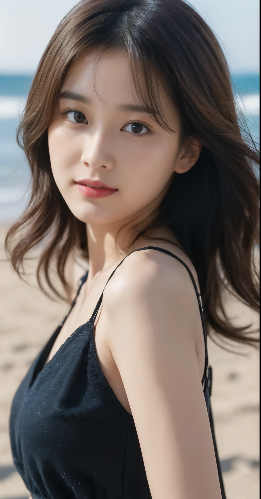 ((Masterpiece, Top image quality, high resolution、alone、skin shiny))(on the table, best quality, actual, super detailed, meticulous, high resolution, 8k wallpaper), Close-up portrait of a beautiful woman, like, smiling, light brown messy hair, Perfect dynamic composition, 美丽meticulous的眼睛, Just like the cover of a fashion magazine, on campus,wearing gold glasses