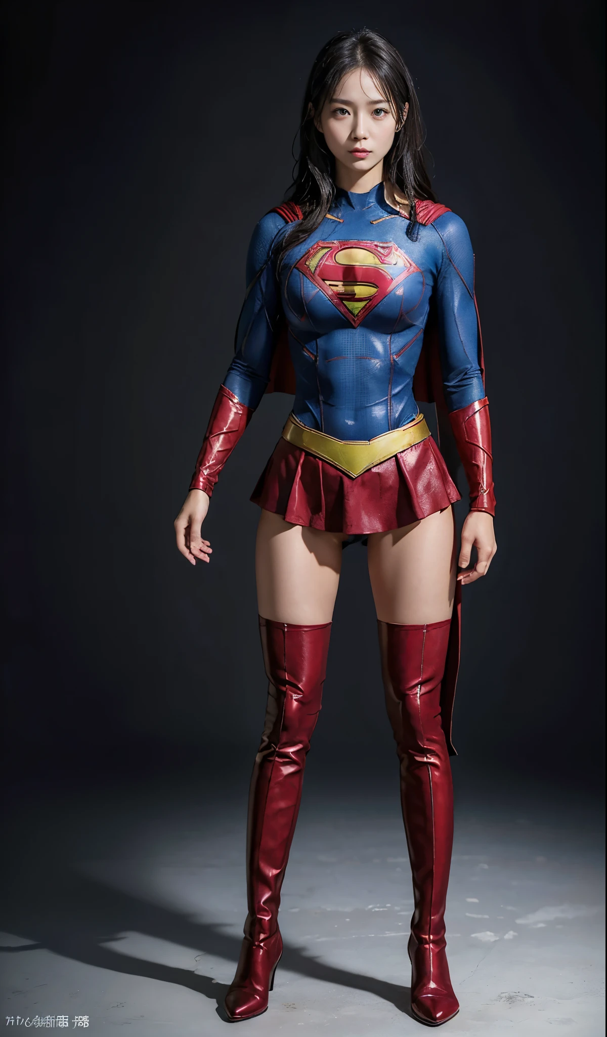 no background、(((Legally Express Your Suffering Beauty)))、((((Make the most of your original images)))、(((supergirl costume)))、(((beautiful hair)))、(((suffering)))、(((Beautiful legs must wear black tights)))、(((must wear red boots)))、((best image quality、8K))、((highest quality、8K、masterpiece:1.3))、(((keep background )))、sharp focus:1.2、beautiful woman with perfect figure:1.4、thin abs:1.2、wet body:1.5、Highly detailed face and skin texture、8K