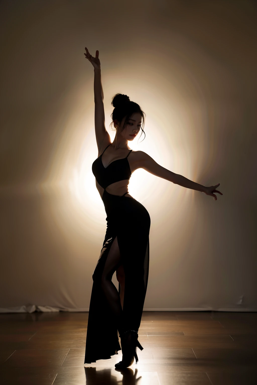Silhouette style photo，Beauty，dance，两个Beauty，blank background
