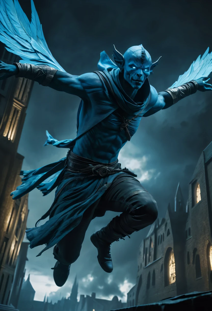 actual photo of raziel (flight:1.3) in dark city, dark fantasy style, ,high resolution, (detailed actual image:1), Crazy details, soft, student, (expressive face, Detailed face:1), (actual:1), (photoactual, photo-actual:1), full color, (3d:1), (Very detailed:1.2), masterpiece, 8K Ultra HD,