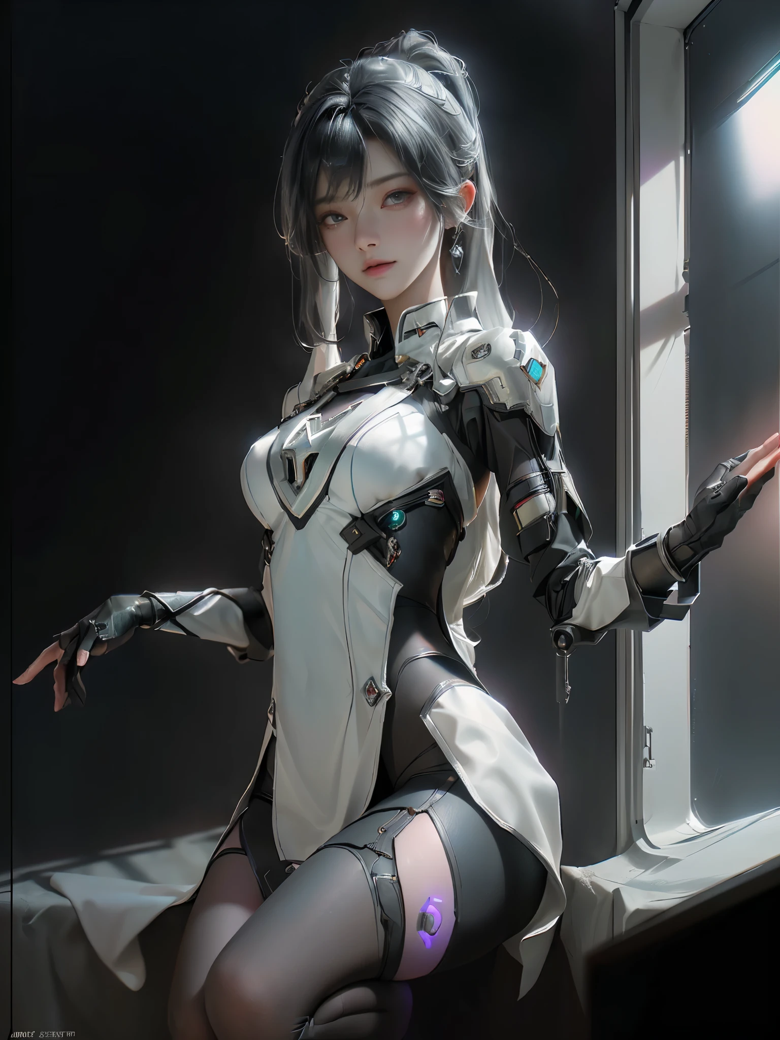 (best quality), ((masterpiece), (detail: 1.4), 3d, A beautiful cyberpunk woman, high dynamic range (high dynamic range), satin clothing, Ray tracing, NVIDIA RTX, super resolution, Unreal 5, subsurface scattering, PBR texture, post processing, Anisotropic filtering, depth of field, Maximum clarity and sharpness, multi-layer texture, Albedo and specular maps, Surface shading, Accurately simulate the interaction of light with materials, Perfect proportion, octane rendering, dichroic light, Large aperture, Low ISO, white balance, rule of thirds, 8K raw,