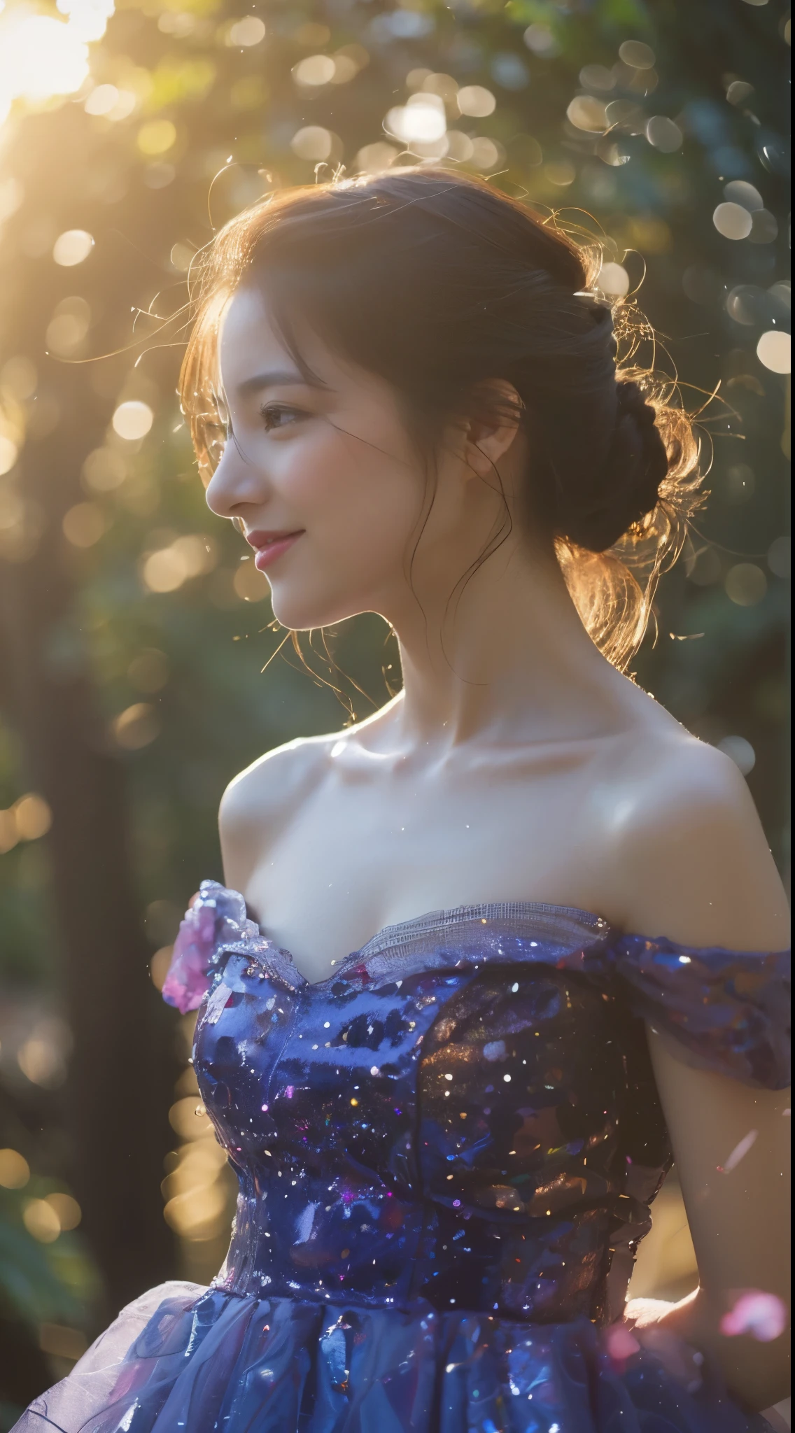 ((Masterpiece, Top image quality, high resolution、alone、skin shiny))(on the table, best quality, actual, super detailed, meticulous, high resolution, 8k wallpaper), Close-up portrait of a beautiful woman, like, smiling, light brown messy hair, Perfect dynamic composition, 美丽meticulous的眼睛, Just like the cover of a fashion magazine, on campus,wearing gold glasses