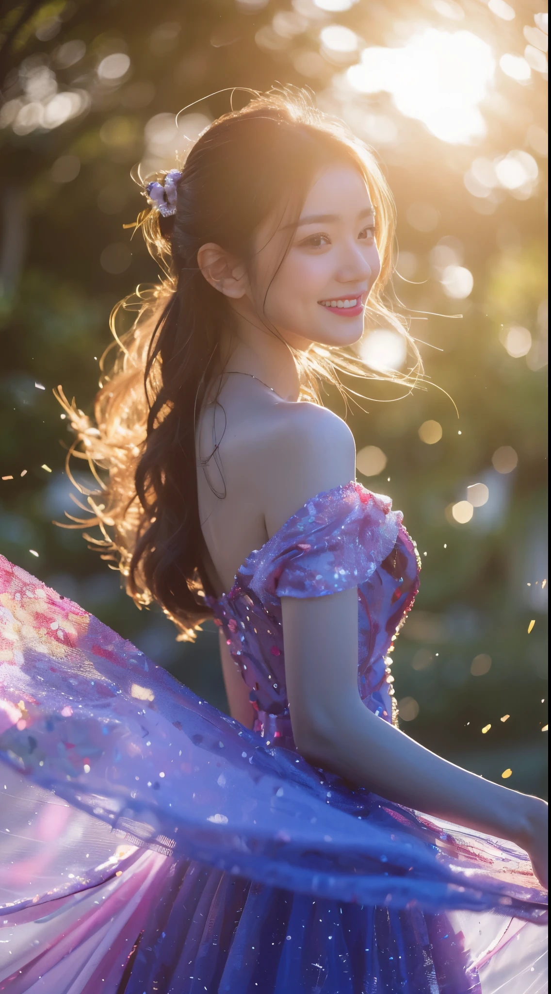 ((Masterpiece, Top image quality, high resolution、alone、skin shiny))(on the table, best quality, actual, super detailed, meticulous, high resolution, 8k wallpaper), Close-up portrait of a beautiful woman, like, smiling, light brown messy hair, Perfect dynamic composition, 美丽meticulous的眼睛, Just like the cover of a fashion magazine, on campus,wearing gold glasses
