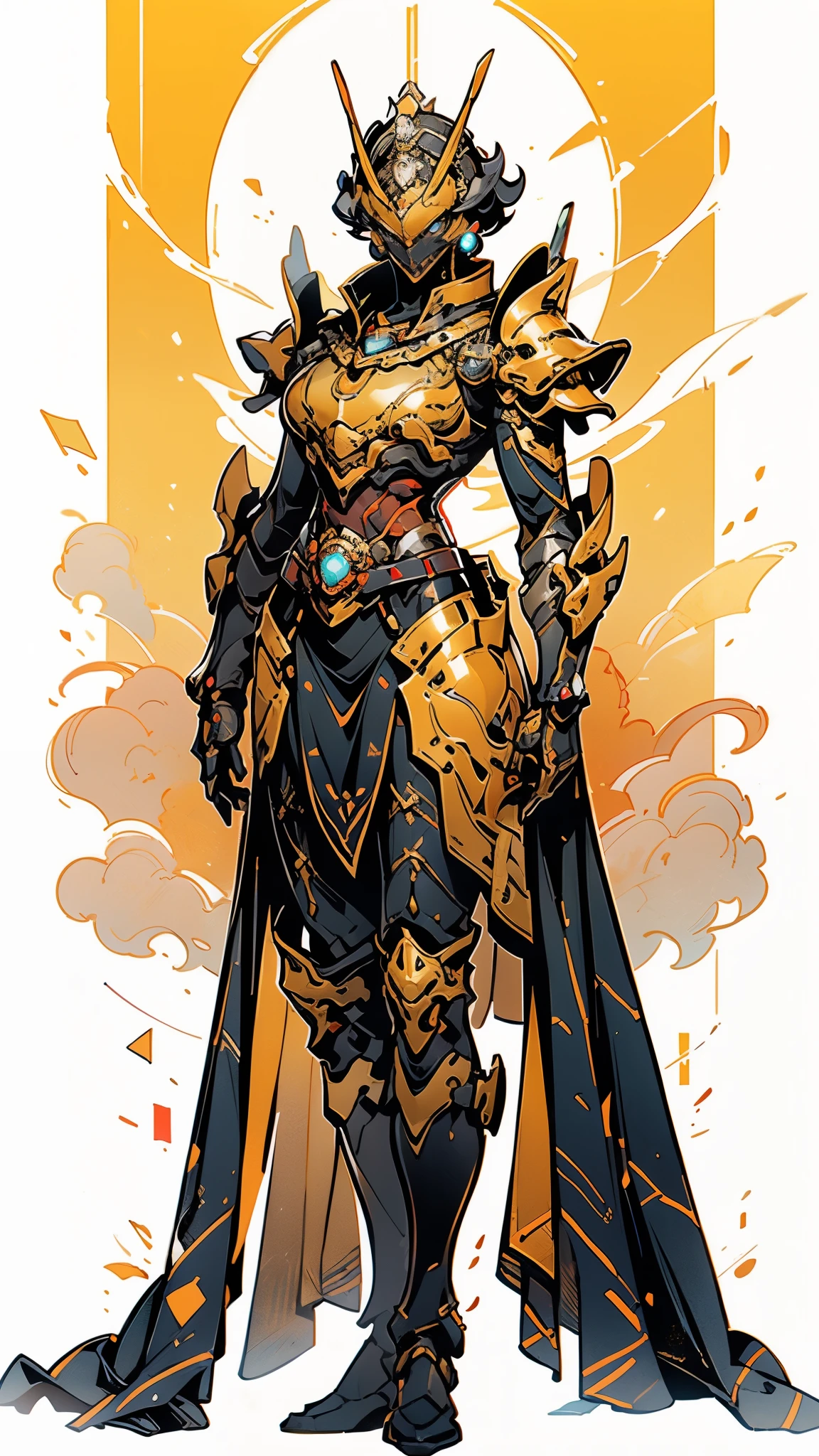 A woman adorned in fantasy-style full-body armor, a crown-concept fully enclosed helmet that unveils only her eyes, a composite layered chest plate, fully encompassing shoulder and hand guards, a lightweight waist armor, form-fitting shin guards, the overall design is heavy-duty yet flexible, (the armor gleams with a golden glow, complemented by red and blue accents), exhibiting a noble aura, she floats above a fantasy-surreal high-tech city, this character embodies a finely crafted fantasy-surreal style armored hero in anime style, exquisite and mature manga art style, (mixture of Queen bee and Spider concept Armor, plasma), ((Element, elegant, goddess, femminine:1.5)), metallic, high definition, best quality, highres, ultra-detailed, ultra-fine painting, extremely delicate, professional, anatomically correct, symmetrical face, extremely detailed eyes and face, high quality eyes, creativity, RAW photo, UHD, 32k, Natural light, cinematic lighting, masterpiece-anatomy-perfect, masterpiece:1.5