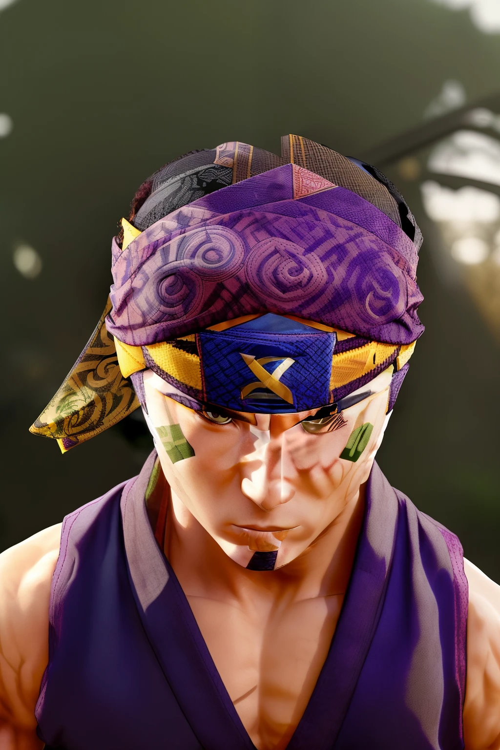 A legendary shinobi, Naruto, (iconic headband: 2.1), (detailed facial expressions: 1.3), (intricately designed ninja outfit: 1.2), HDR, (highly detailed battle scenes: 1.1), cinematic action shots, dramatic poses, (grasshopper perched on shoulder: 1.4), hyper-realistic rendering, (detailed muscle definition: 1.2), Lightroom presets, Ultra-HD textures, intense focus, dynamic lighting, (detailed backgrounds: 1.3), epic storytelling, masterful composition, dynamic energy, expressive character design, sharp contrast