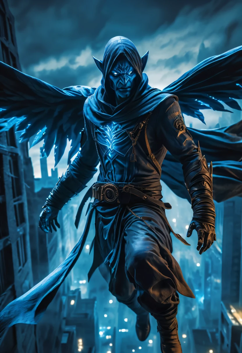 actual photo of raziel (flight:1.3) in dark city, dark fantasy style, ,high resolution, (detailed actual image:1), Crazy details, soft, hero, (expressive face, Detailed face:1), (actual:1), (photoactual, photo-actual:1), full color, (3d:1), (Very detailed:1.2), masterpiece, 8K Ultra HD,